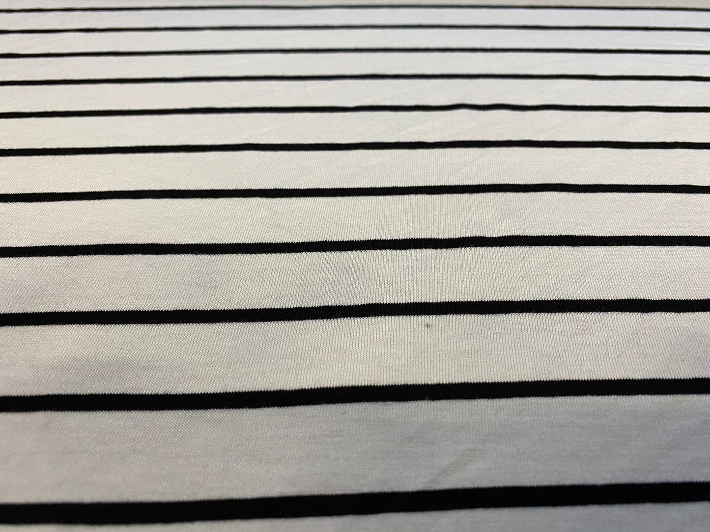 Viscose spandex stretch jersey fabric, per metre - white & black stripe