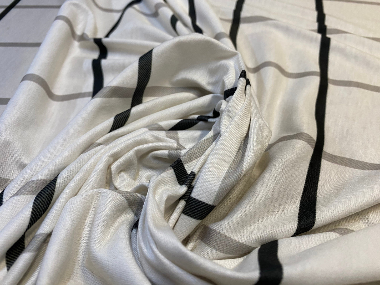 Check print soft handle jersey fabric, per metre - one way stretch