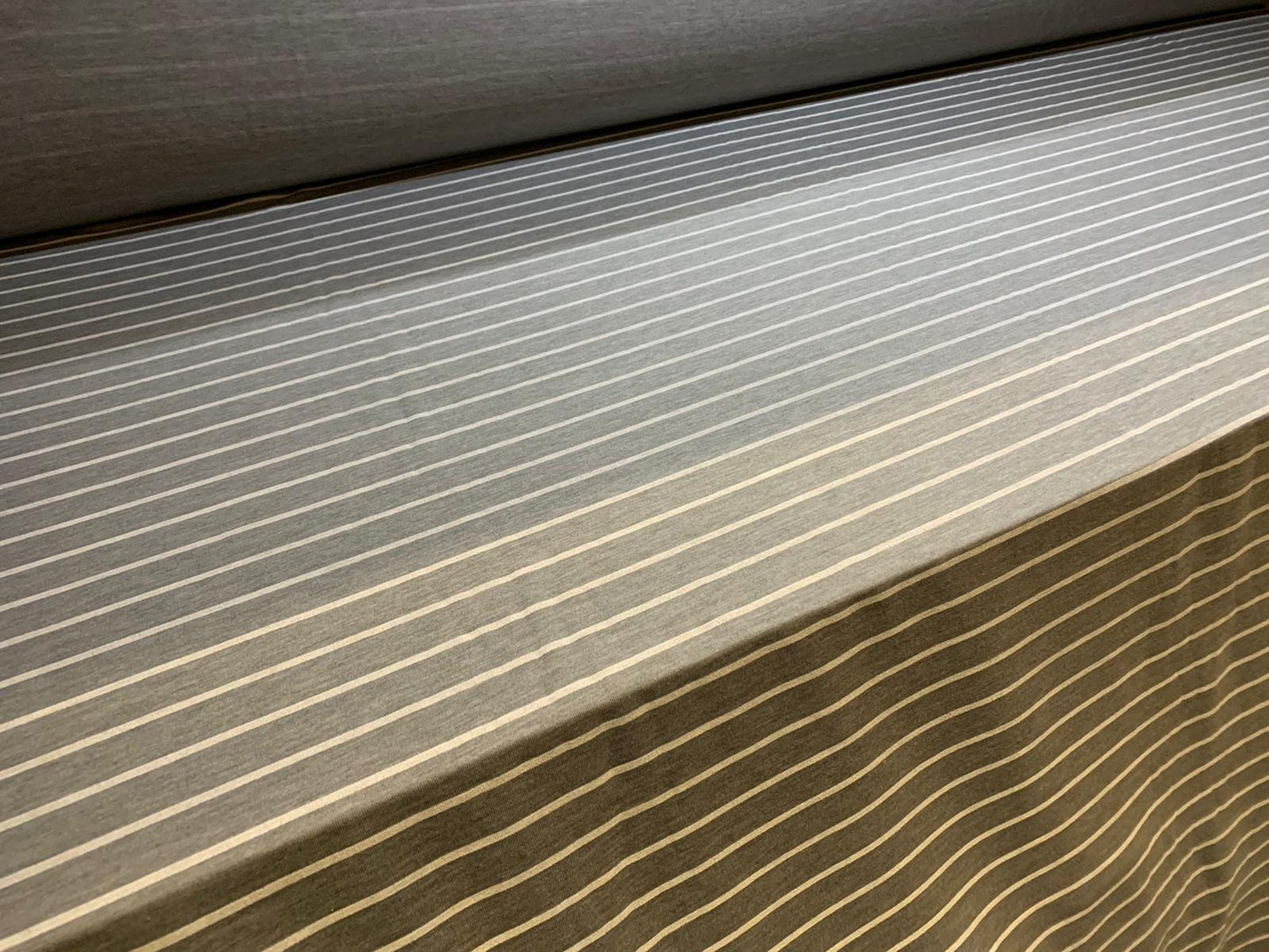 Viscose spandex stretch jersey fabric, per metre - grey marl with white pinstripe