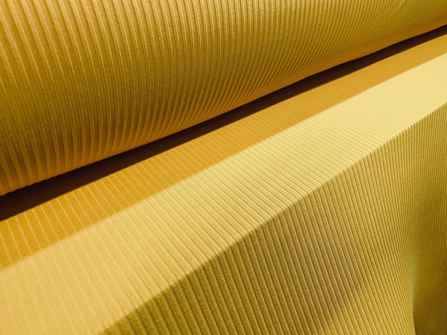 Stretch spandex rib jersey fabric, per metre - saffron yellow