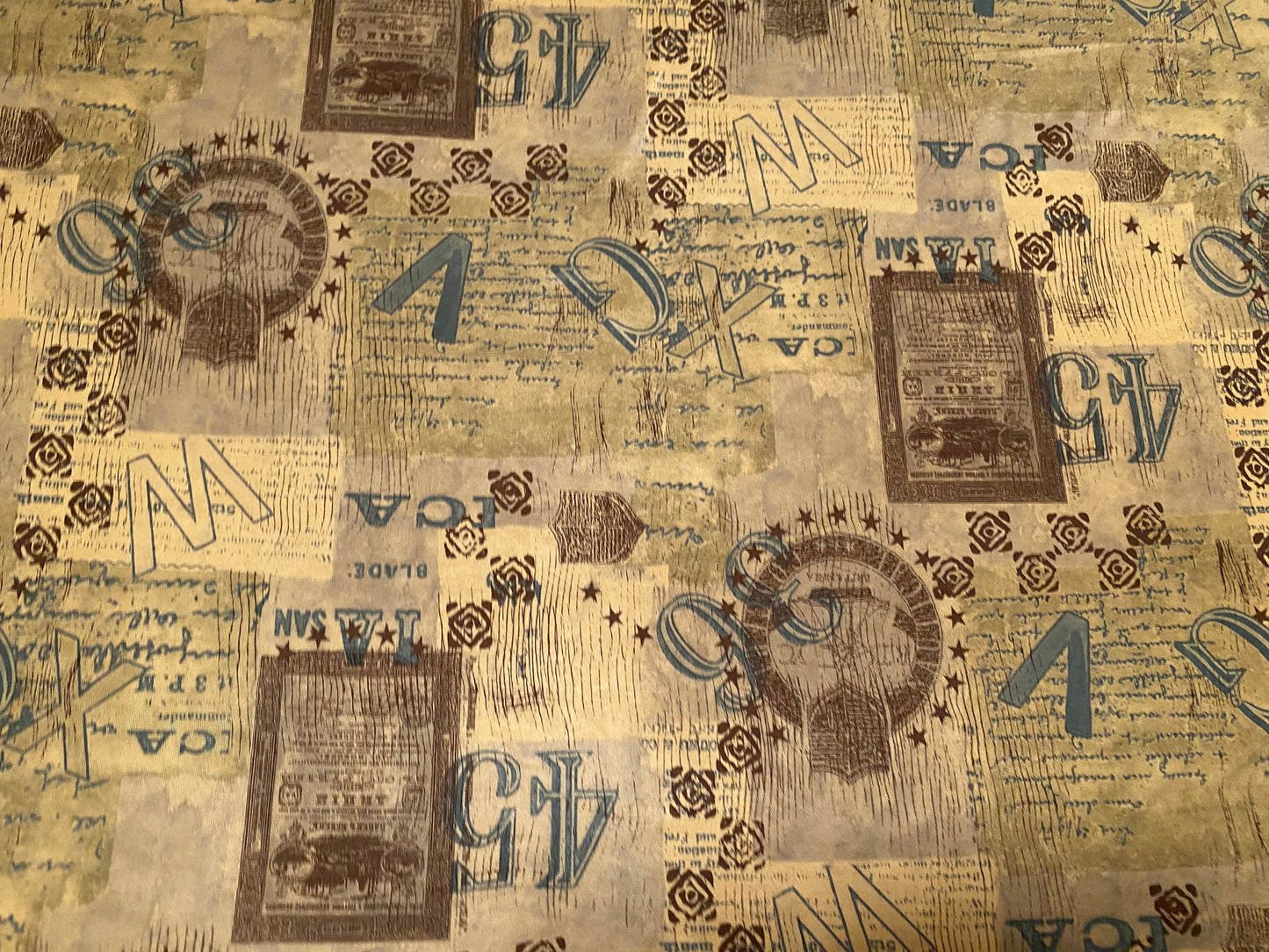 Printed ITY stretch spandex Jersey fabric, per metre - fashion print letters numbers - antique print