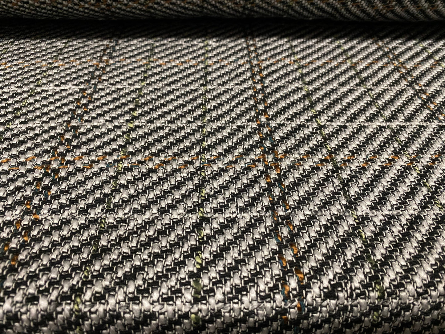 Italian wool blend check coat fabric, per metre