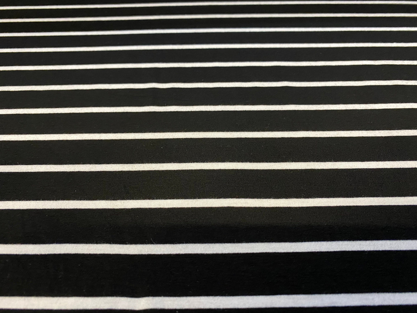 Viscose Elastane stretch jersey fabric, per metre - black & white 15/5mm stripe
