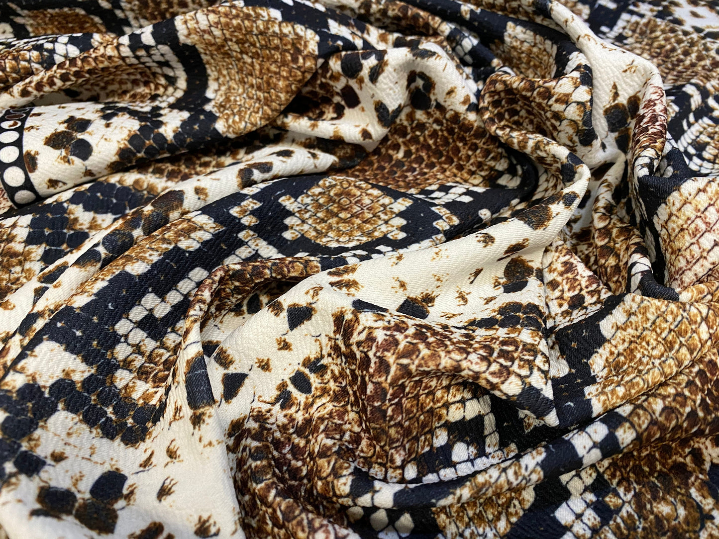 Scuba crepe fabric stretch spandex jersey, per metre - snakeskin print
