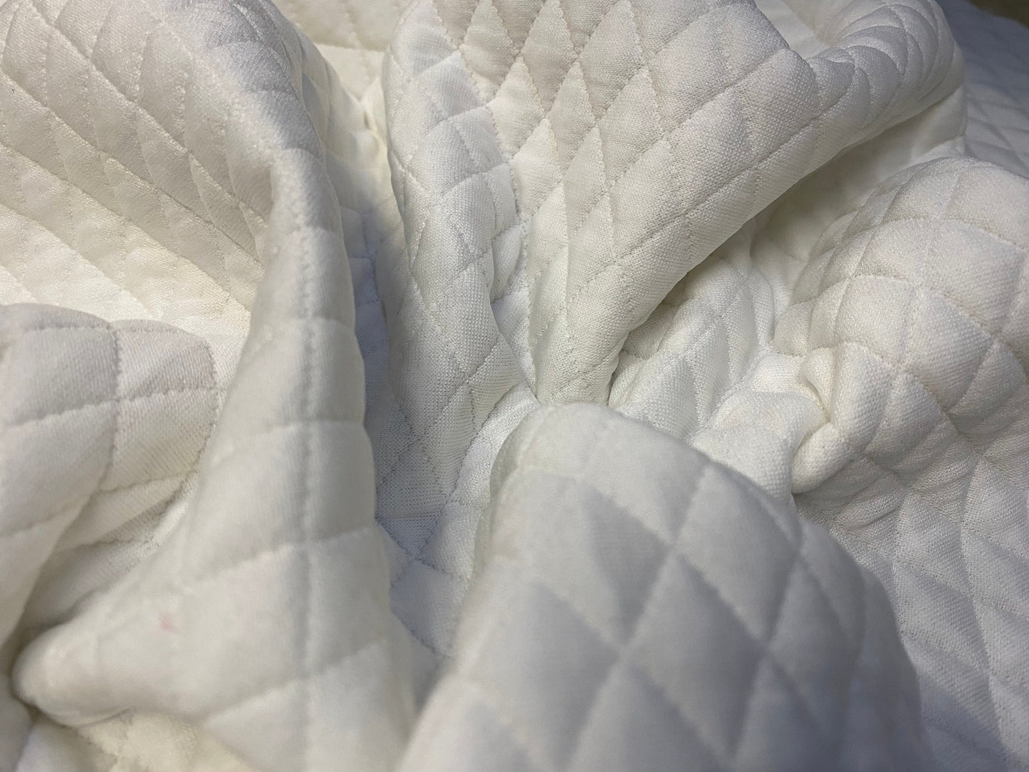 Mock quilted scuba jersey fabric, per metre - ivory