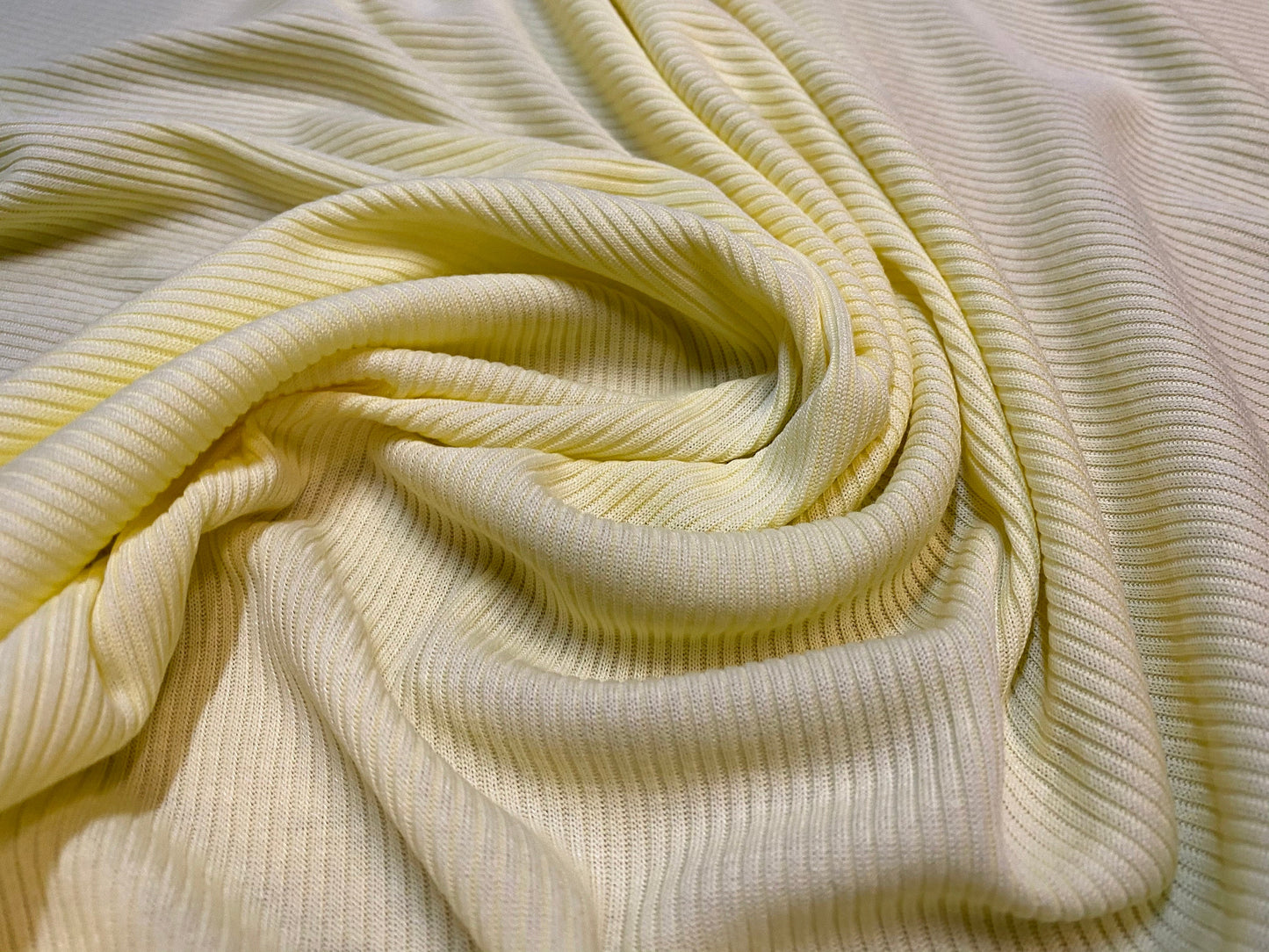 Soft touch rib jersey knit fabric, per metre - lemon