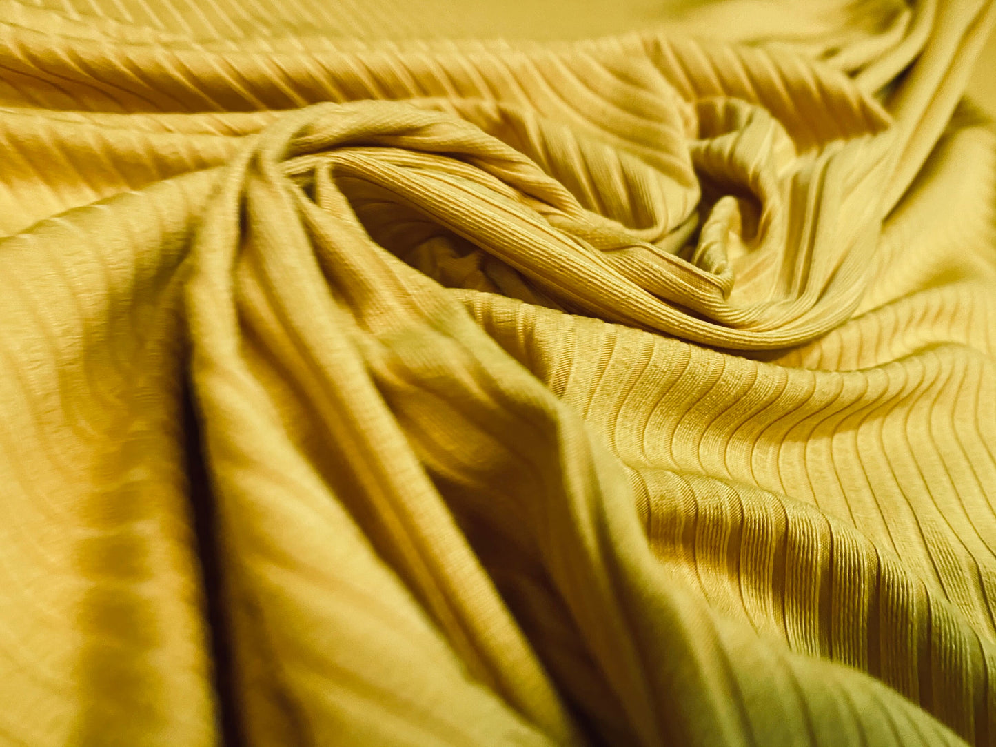 Stretch spandex rib jersey fabric, per metre - saffron yellow