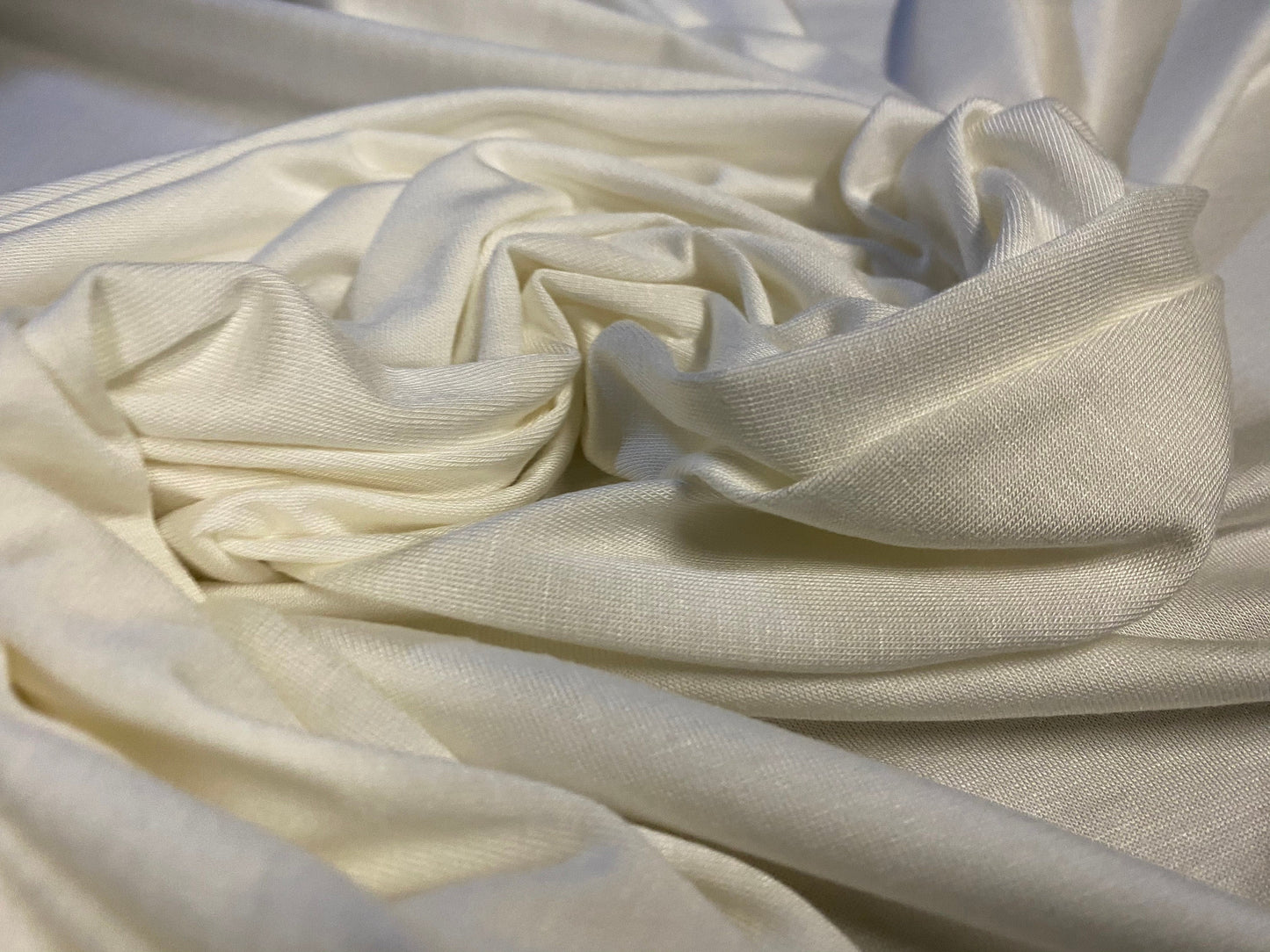 Viscose Spandex stretch single jersey fabric, per metre - plain - cream