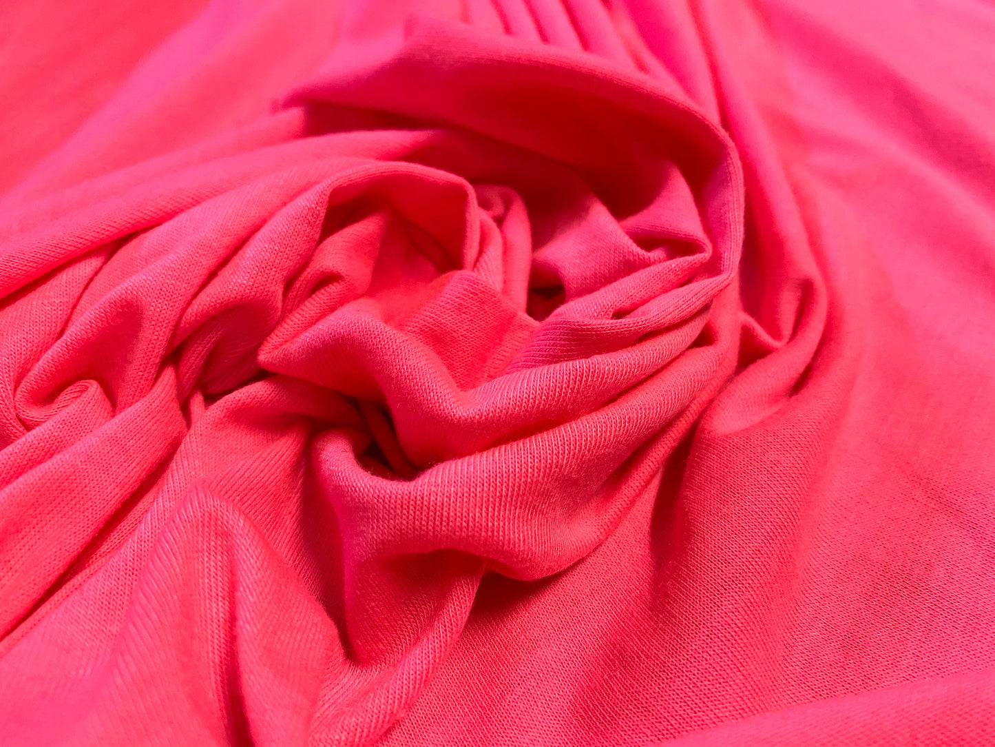 Spun polyester single jersey fabric, per metre - fluorescent pink