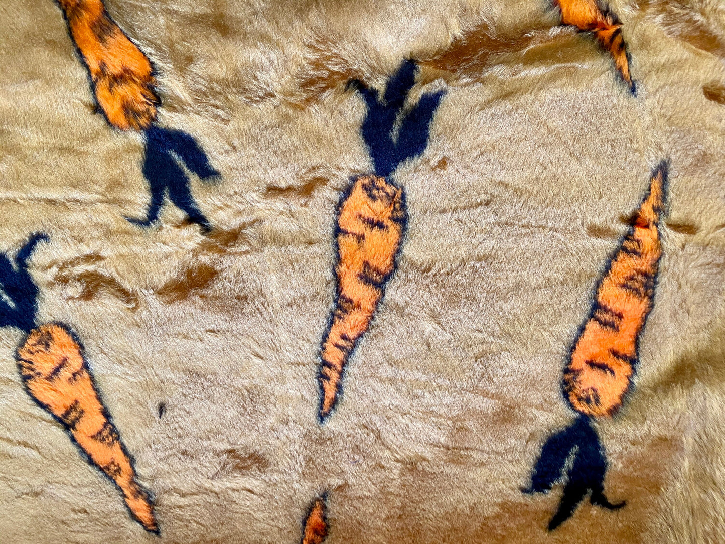 Faux fur fabric, per metre - carrot novelty print