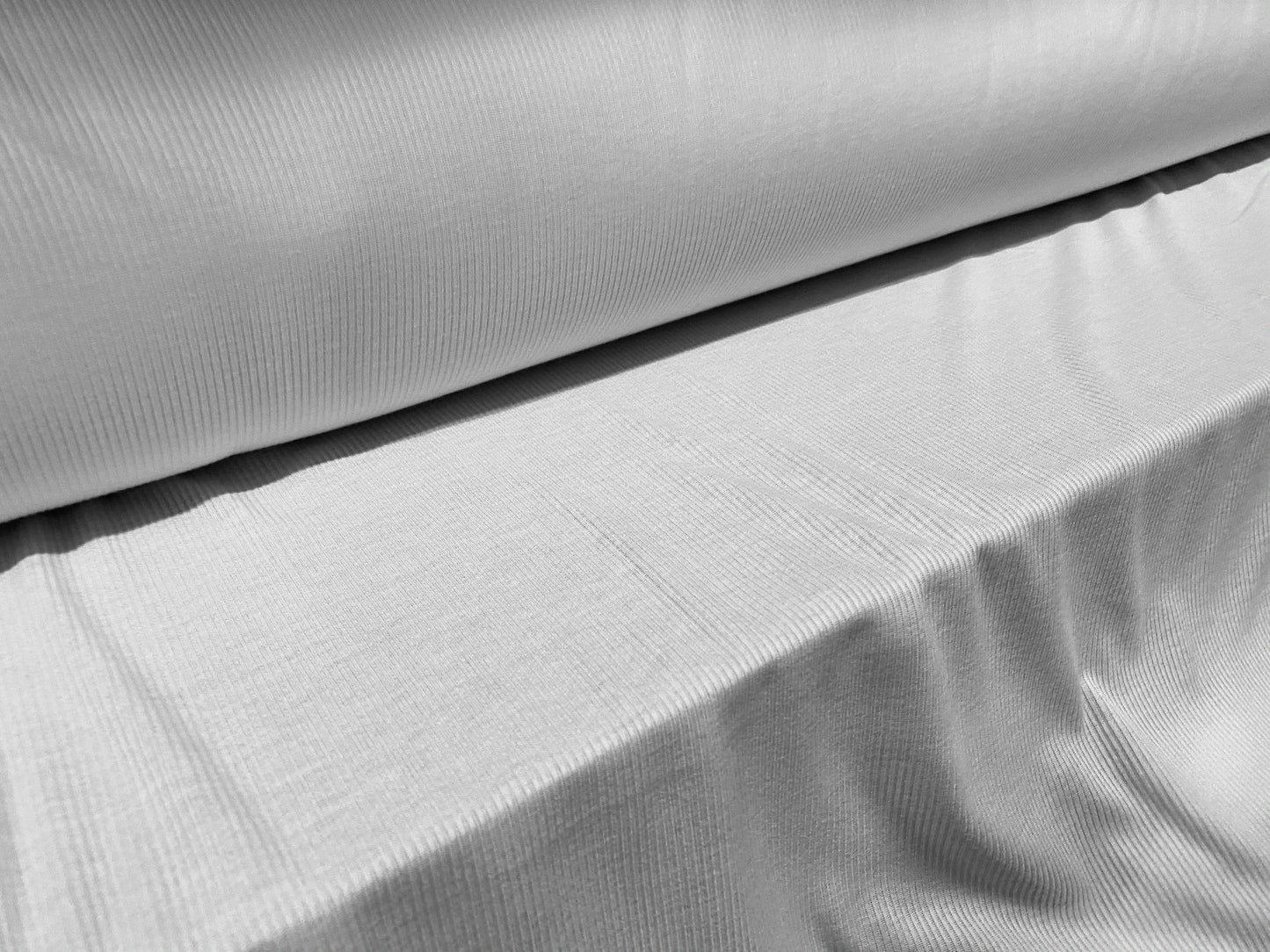 Soft touch rib jersey knit fabric, per metre - White