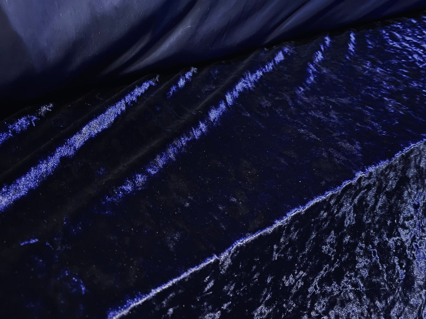 Marbled spandex velvet fabric, per metre - navy blue