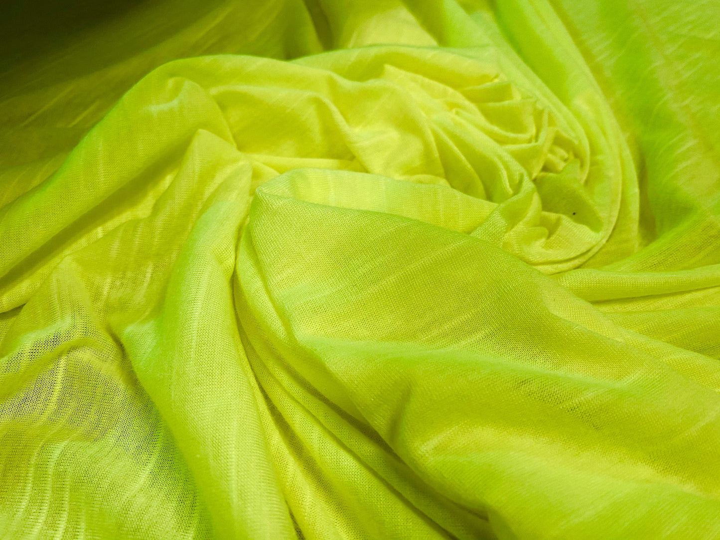 Soft handle jersey fabric, per metre - fluorescent yellow slub