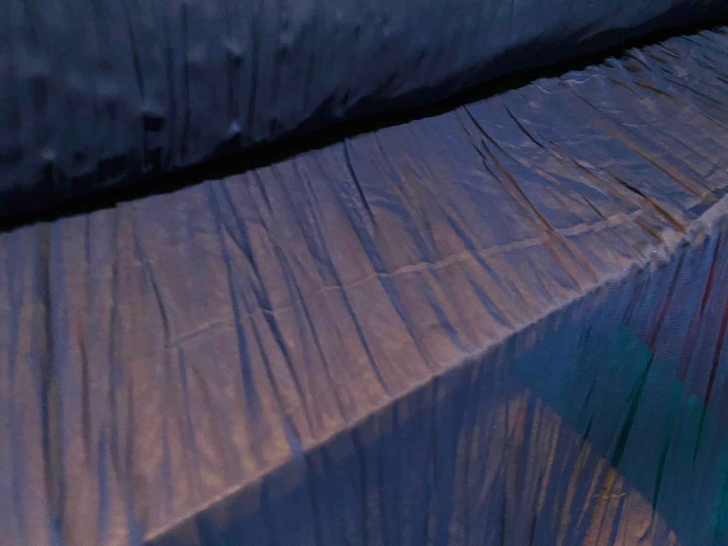 Navy blue pleated chiffon woven dress fabric, per metre