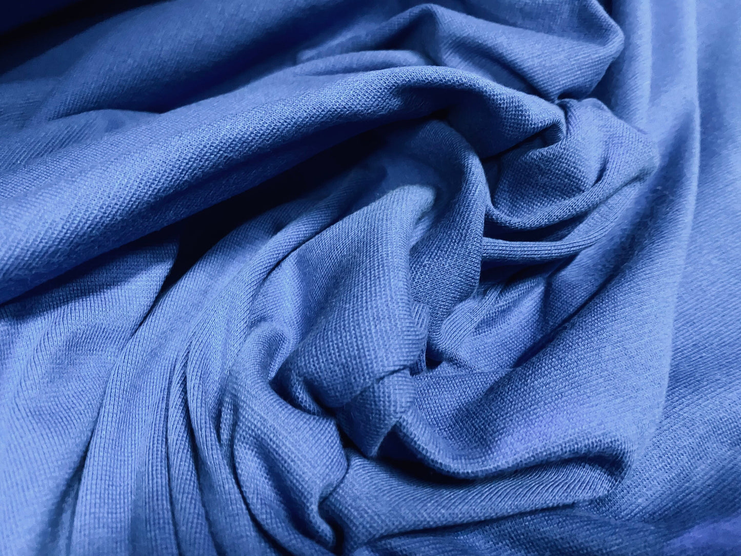 Cotton interlock jersey fabric, per metre - blue