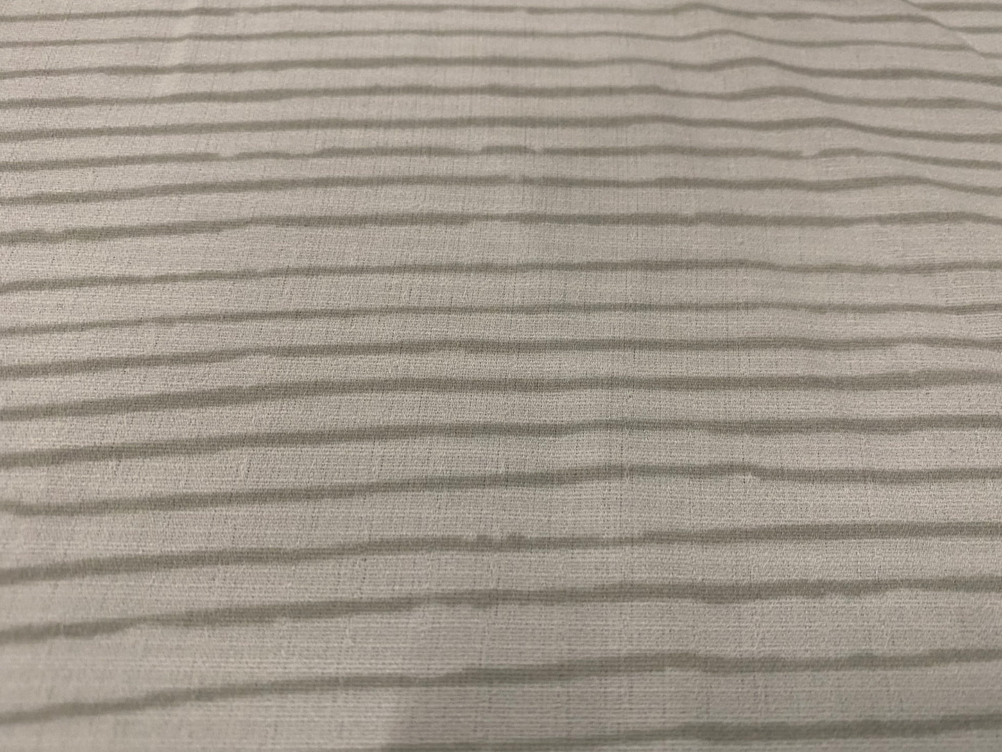 Woven crepe dress fabric, per metre - white with distressed grey stripe