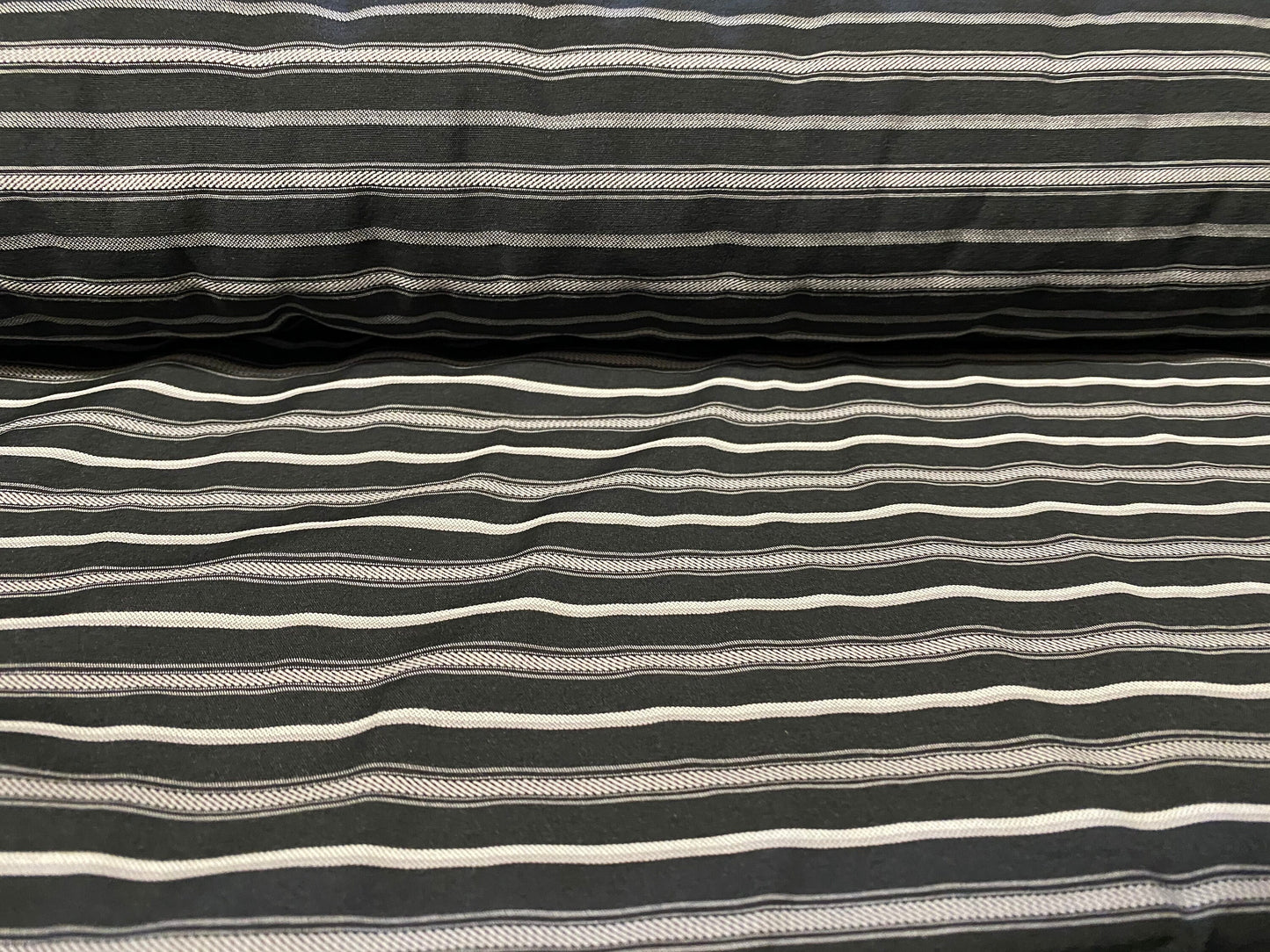 Woven striped dress fabric, per metre - black & white