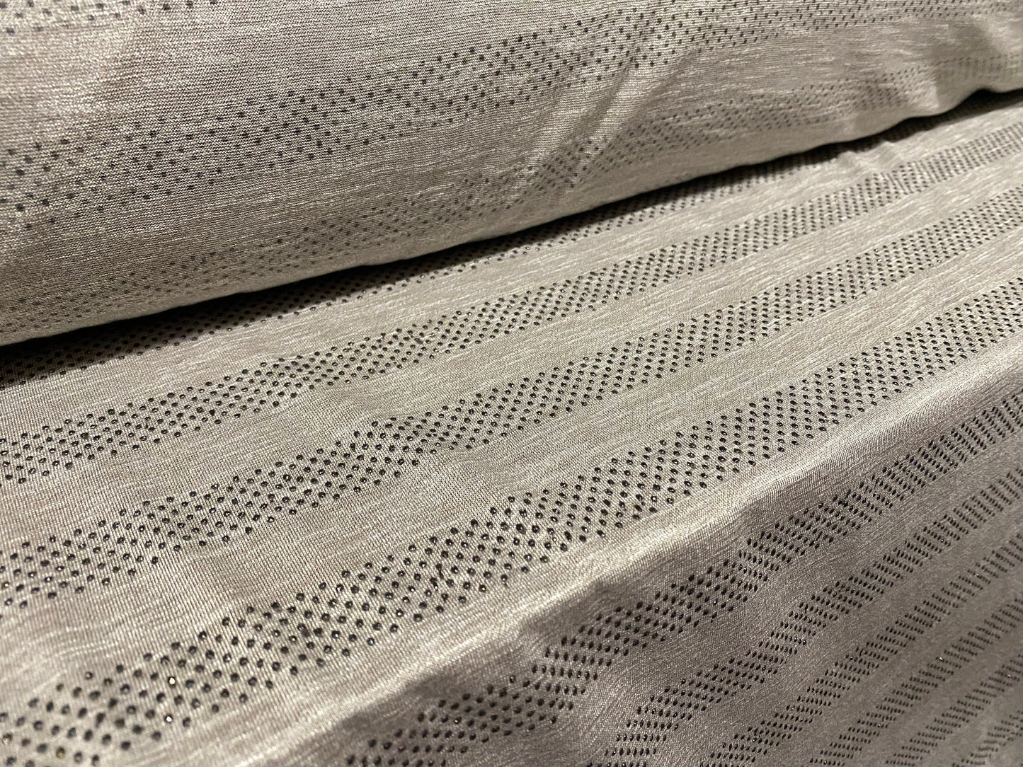 Grey marl jersey dress fabric, per metre - metallic pin dot stripe