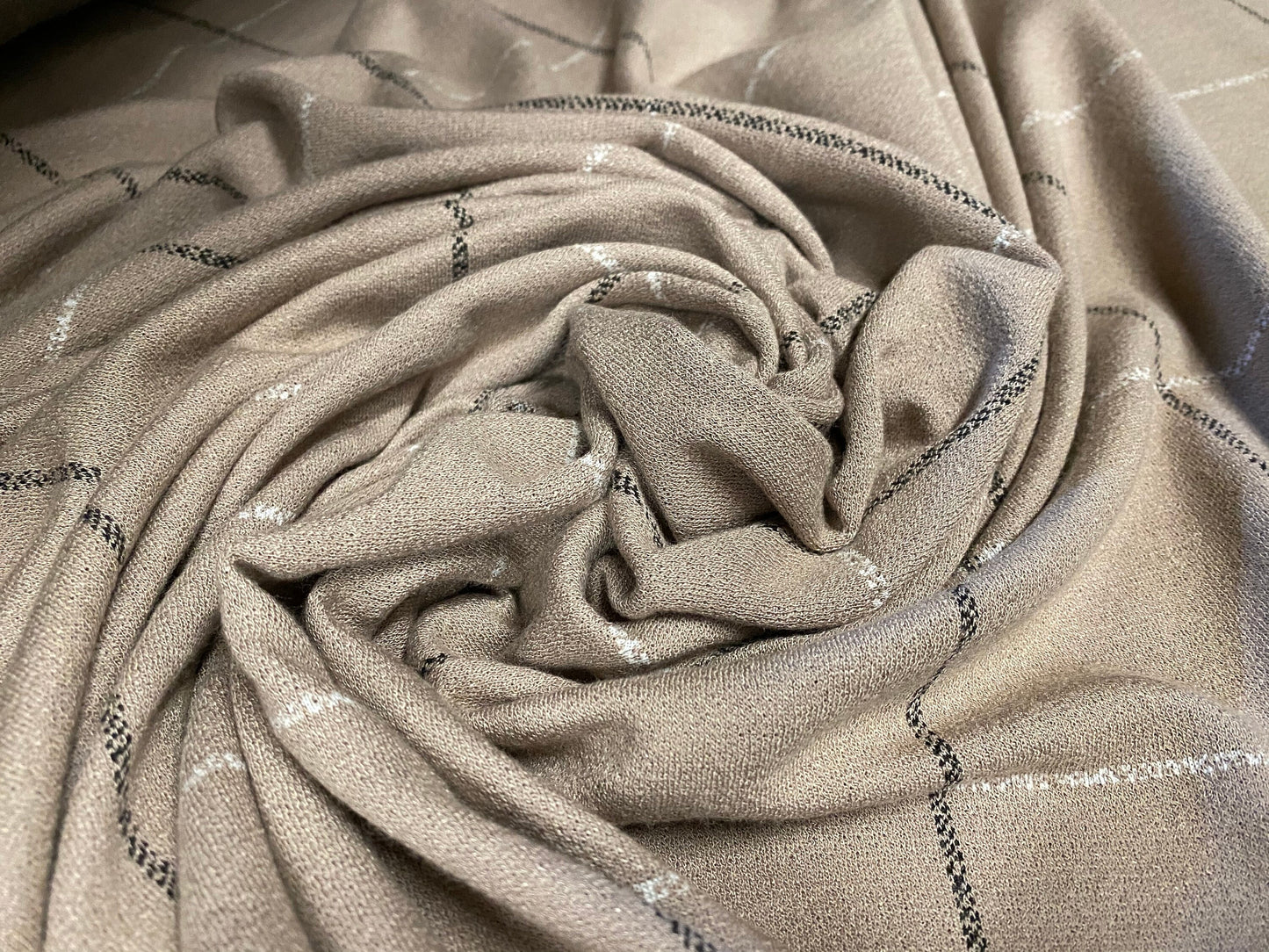 Stone check design double jersey spandex crepe fabric, per metre - similar to ponte Roma