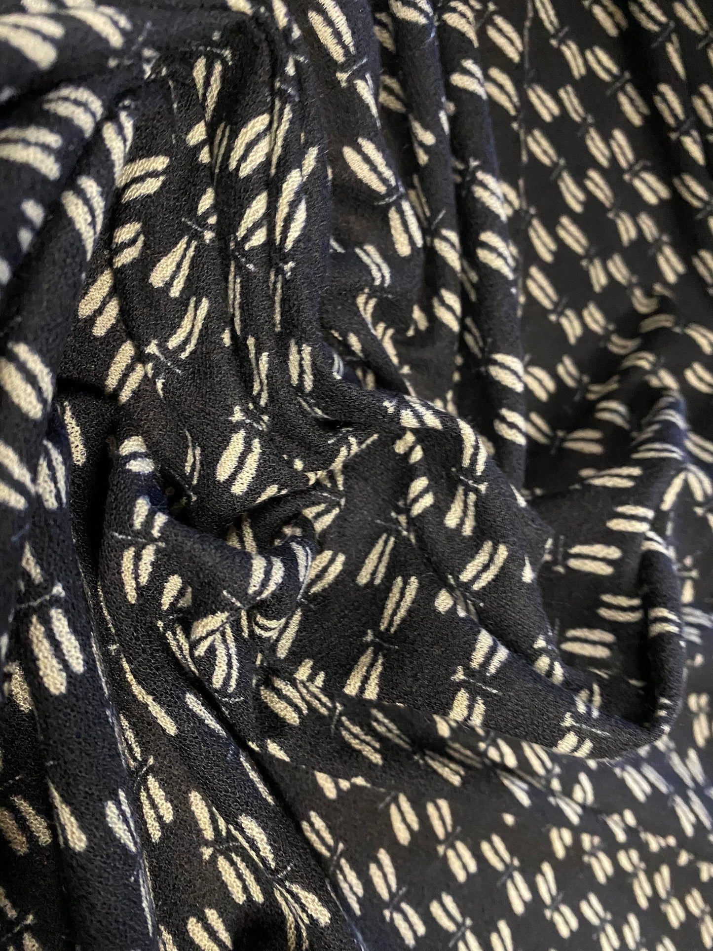 Printed crepe jersey fabric, per metre - dragonfly print