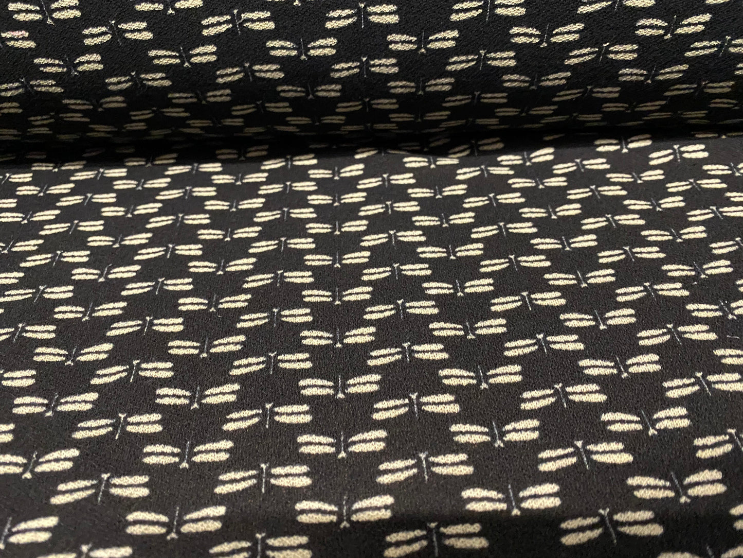 Printed crepe jersey fabric, per metre - dragonfly print