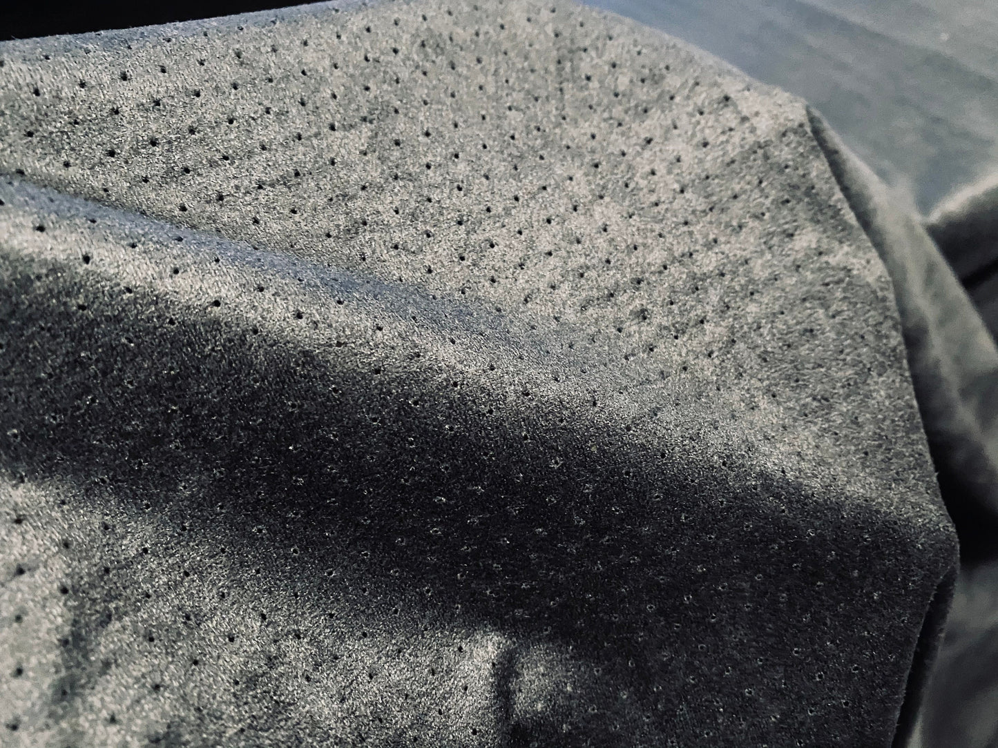 Perforated suedette jersey fabric, per metre - black