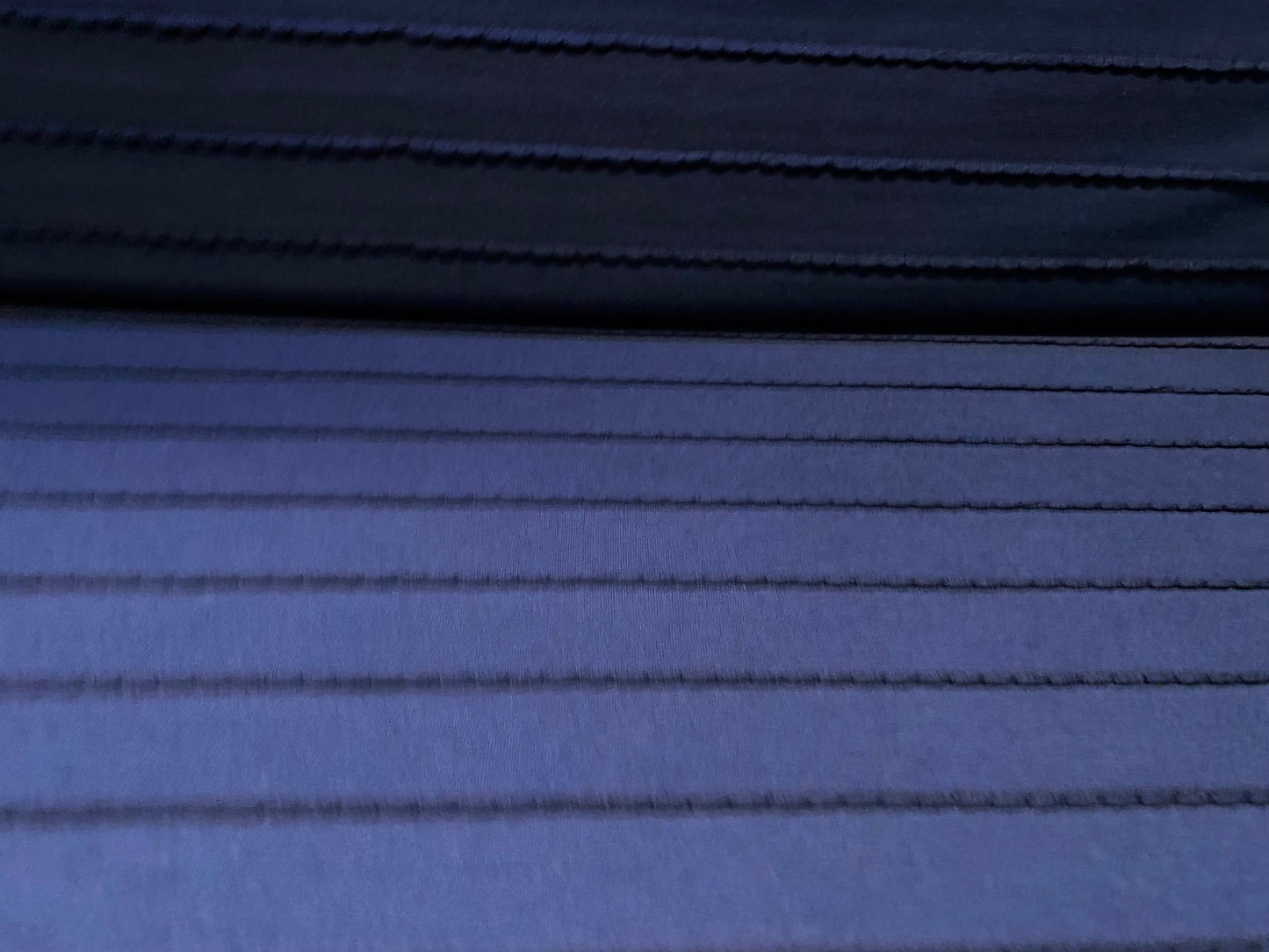 Gypsy frill stripe jersey dress fabric, per metre - navy blue