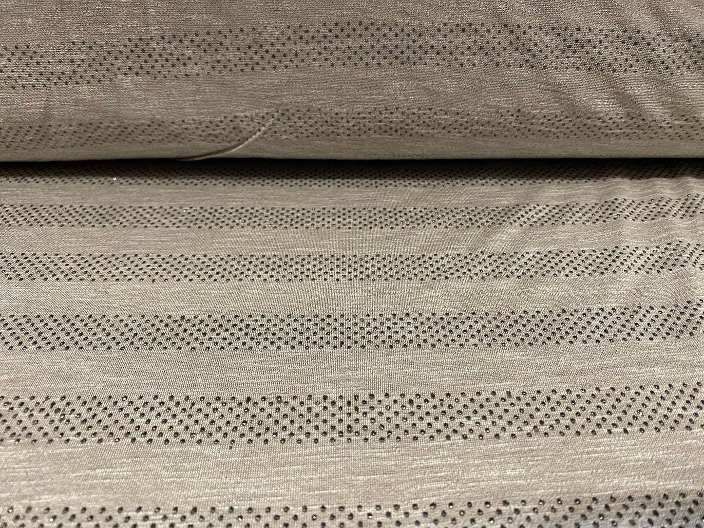 Grey marl jersey dress fabric, per metre - metallic pin dot stripe