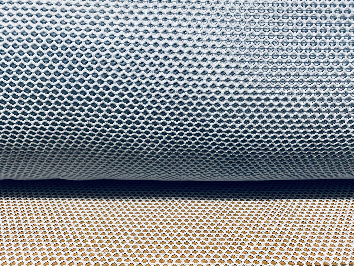 Fishnet stretch spandex mesh jersey fabric, per metre - plain - light blue