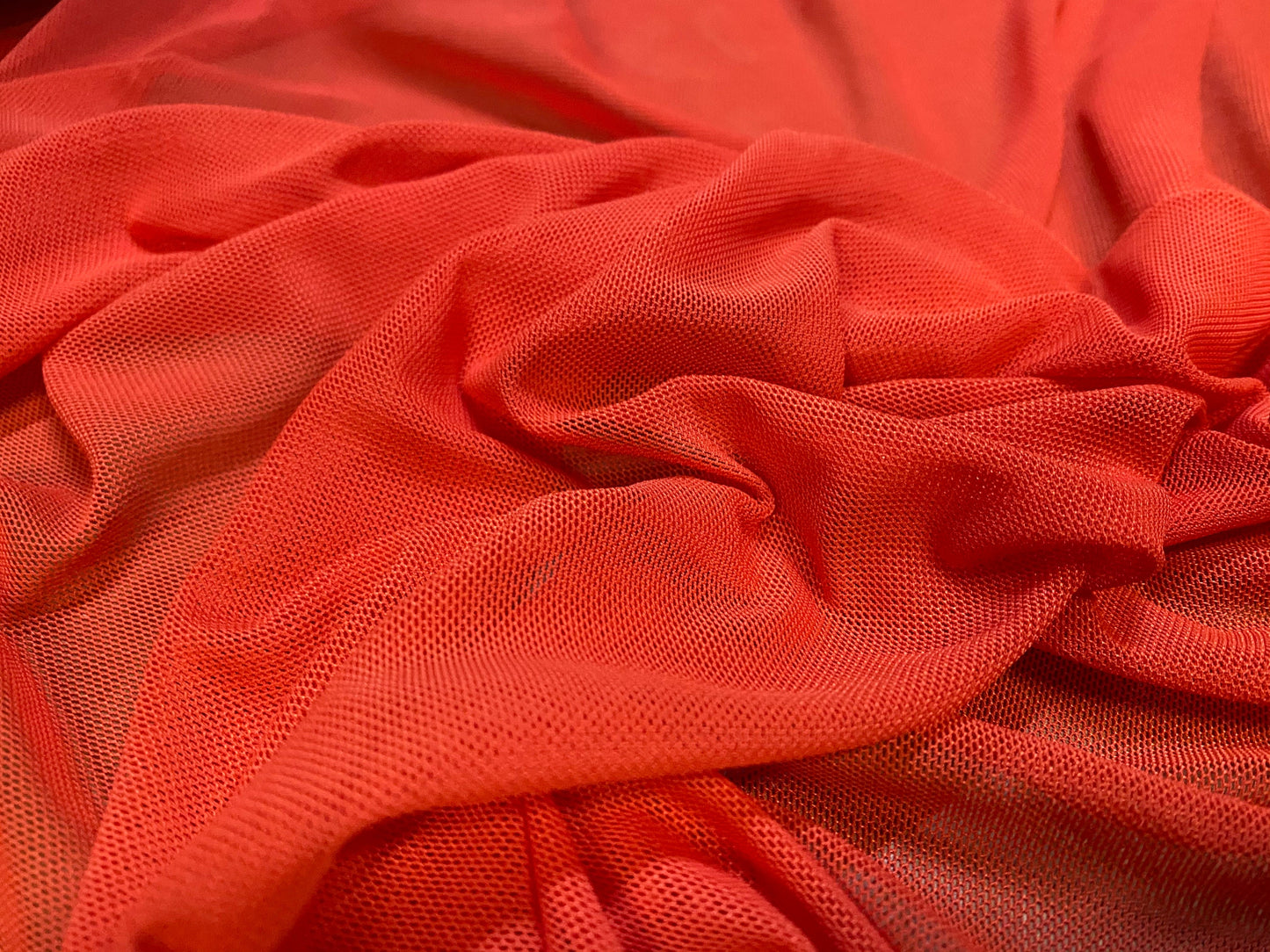 Power mesh net stretch spandex fabric, per metre - plain - hot orange