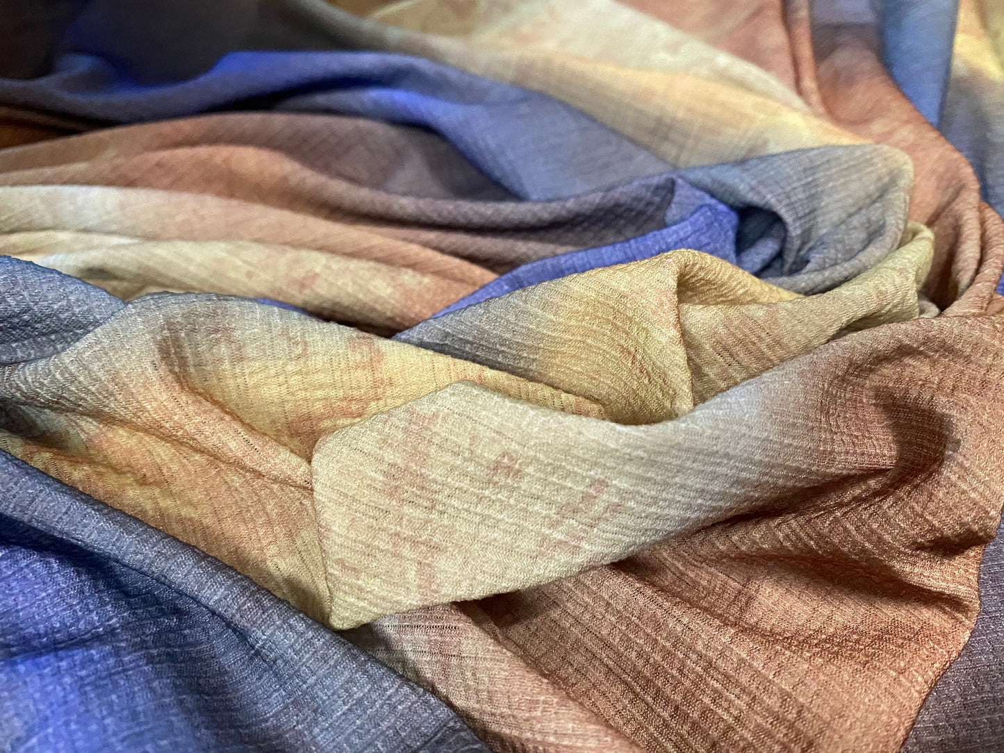 Woven Vienna crepe dress fabric with spandex, per metre - rainbow stripe print