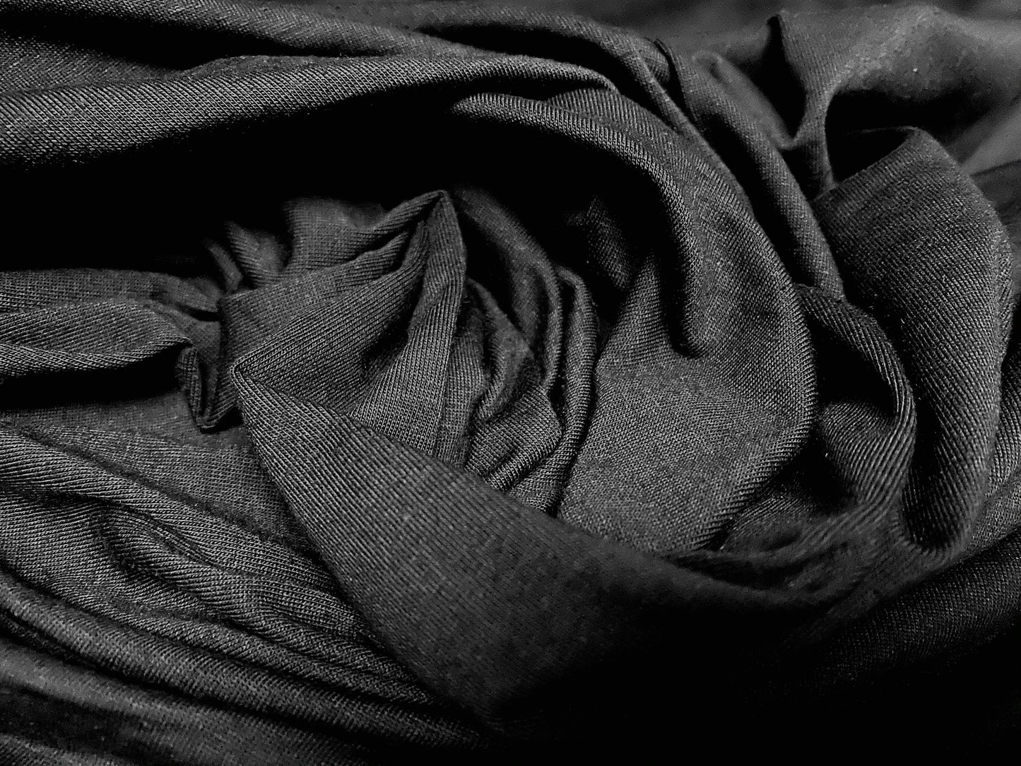 Cotton stretch single jersey fabric, per metre- black