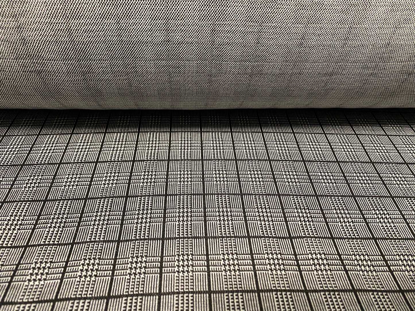 Prince of Wales check soft double jersey spandex fabric, per metre - grey