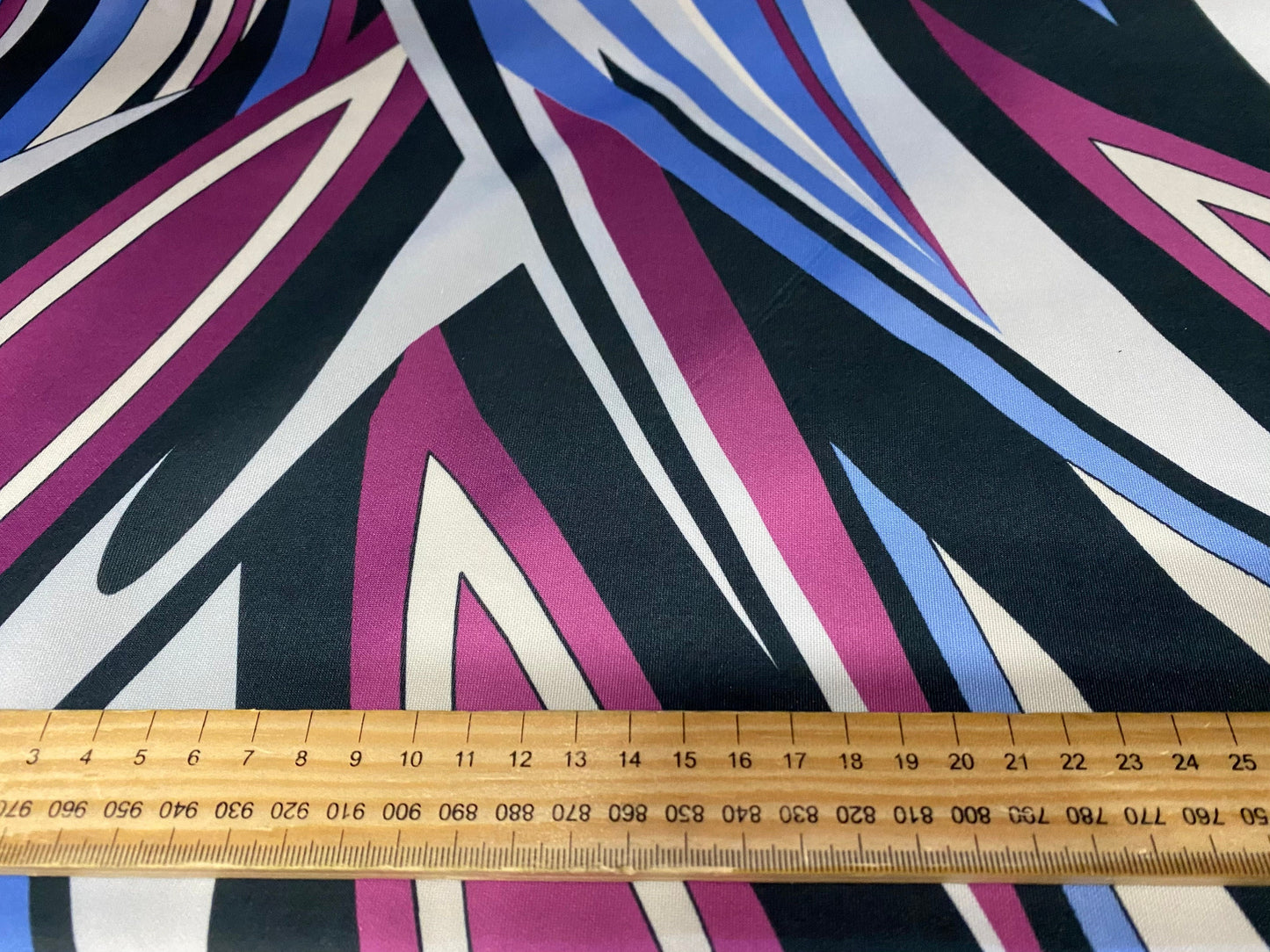 Scuba spandex stretch neoprene style jersey fashion fabric, per metre - purple & black retro swirl print