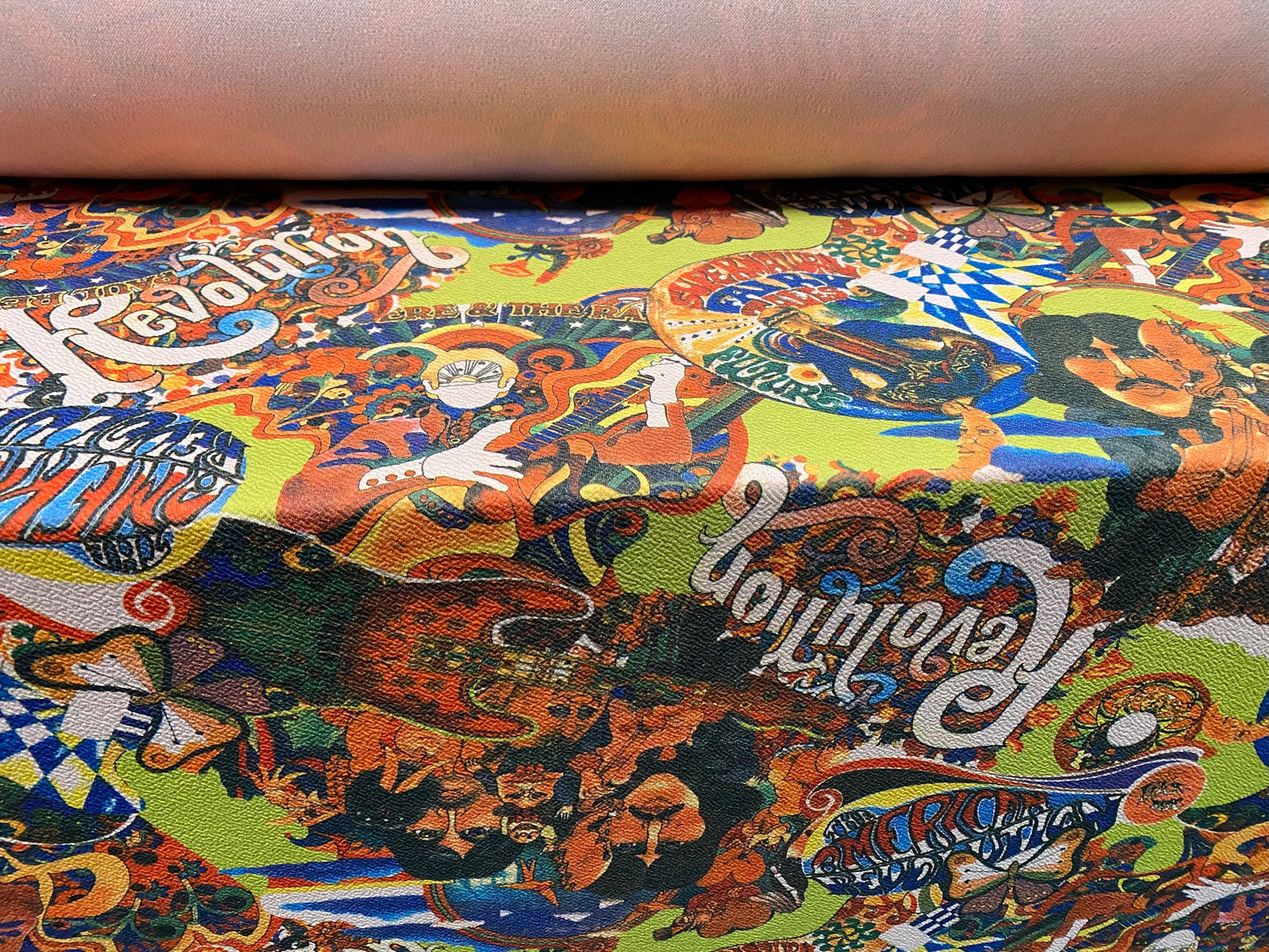 Waterfall textured scuba stretch spandex jersey fabric, per metre - Hippy Revolution print