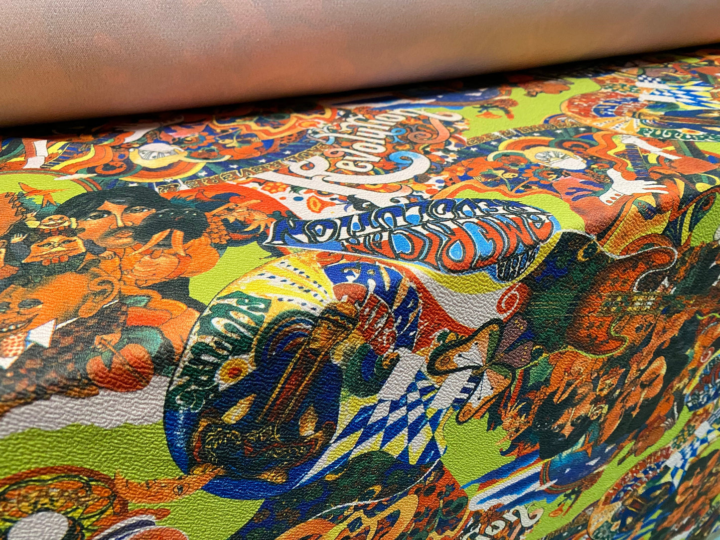 Waterfall textured scuba stretch spandex jersey fabric, per metre - Hippy Revolution print