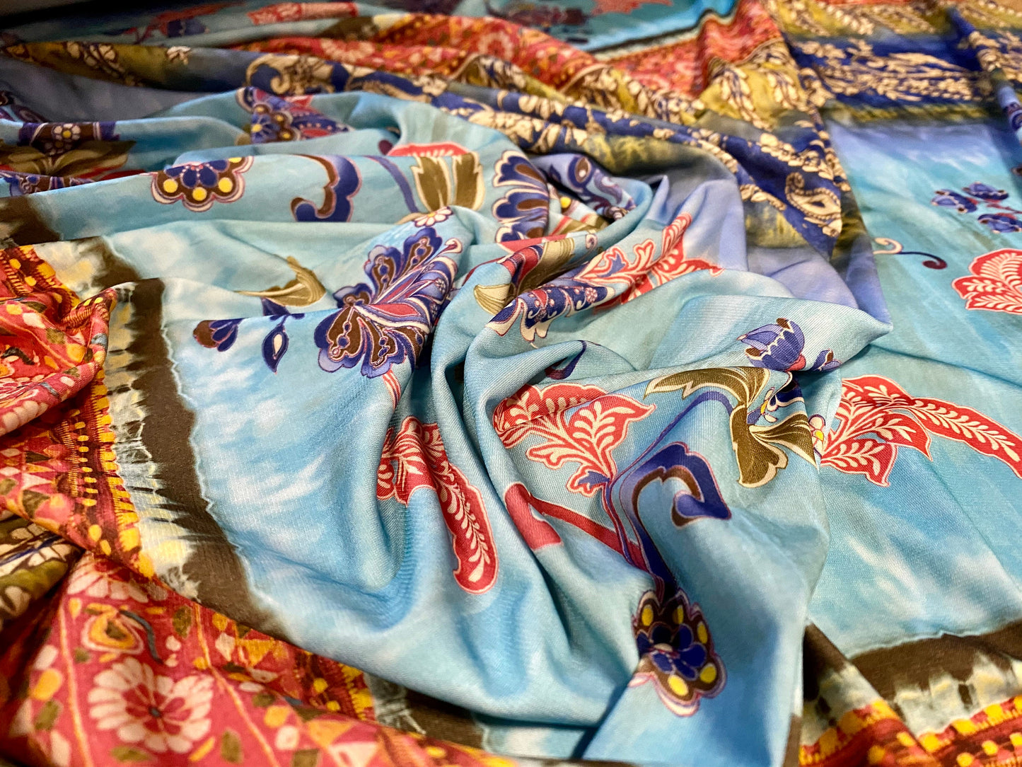 Stretch spandex single jersey fabric, per metre - paisley stripe print