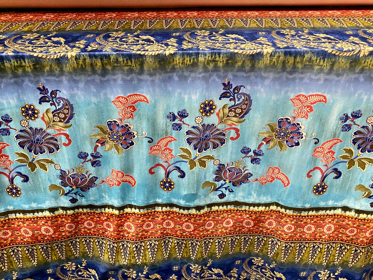 Stretch spandex single jersey fabric, per metre - paisley stripe print