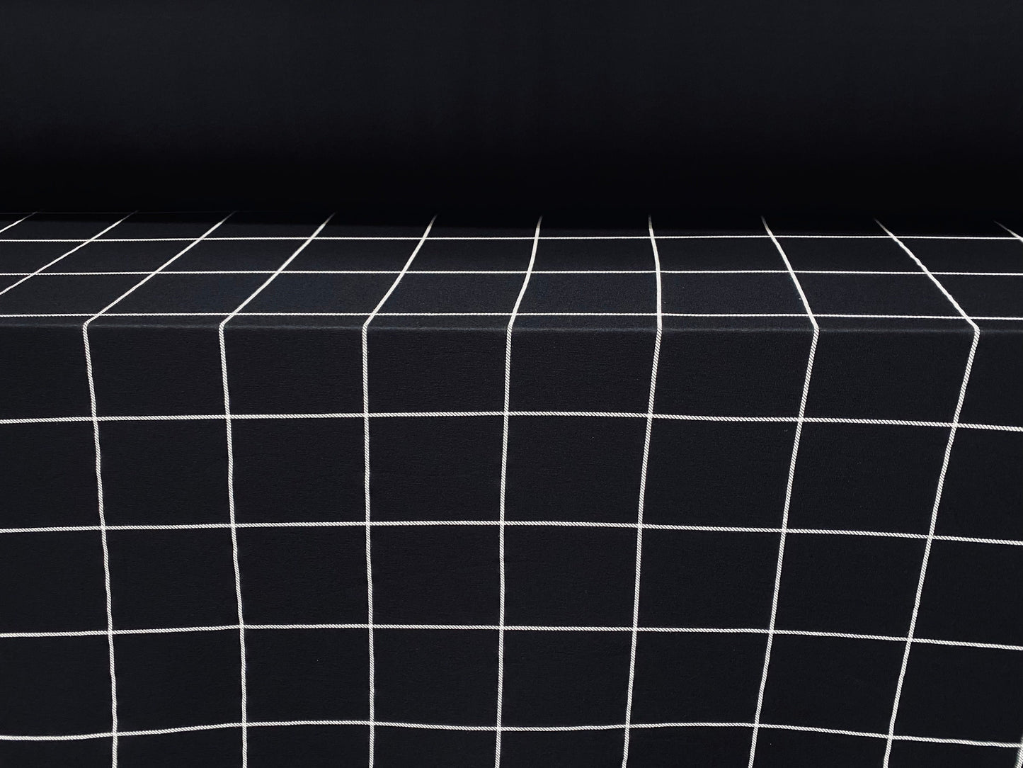 Viscose spandex stretch jersey fabric, per metre - black with white check print
