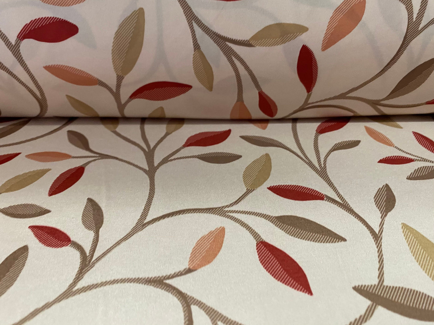 Soft touch stretch spandex jersey fabric, per metre - Stone leaf print