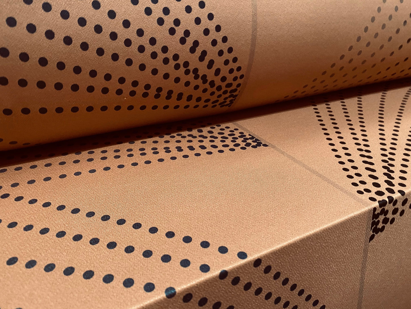 Stretch spandex crepe jersey fabric - terracotta geometric spot print