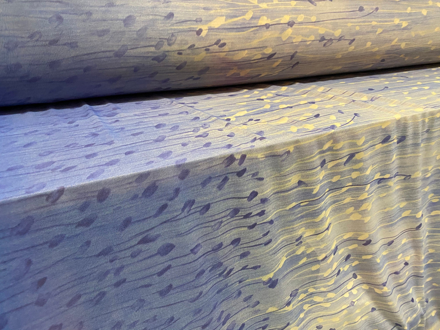 Power mesh net stretch fabric, per metre - graduated border floral print