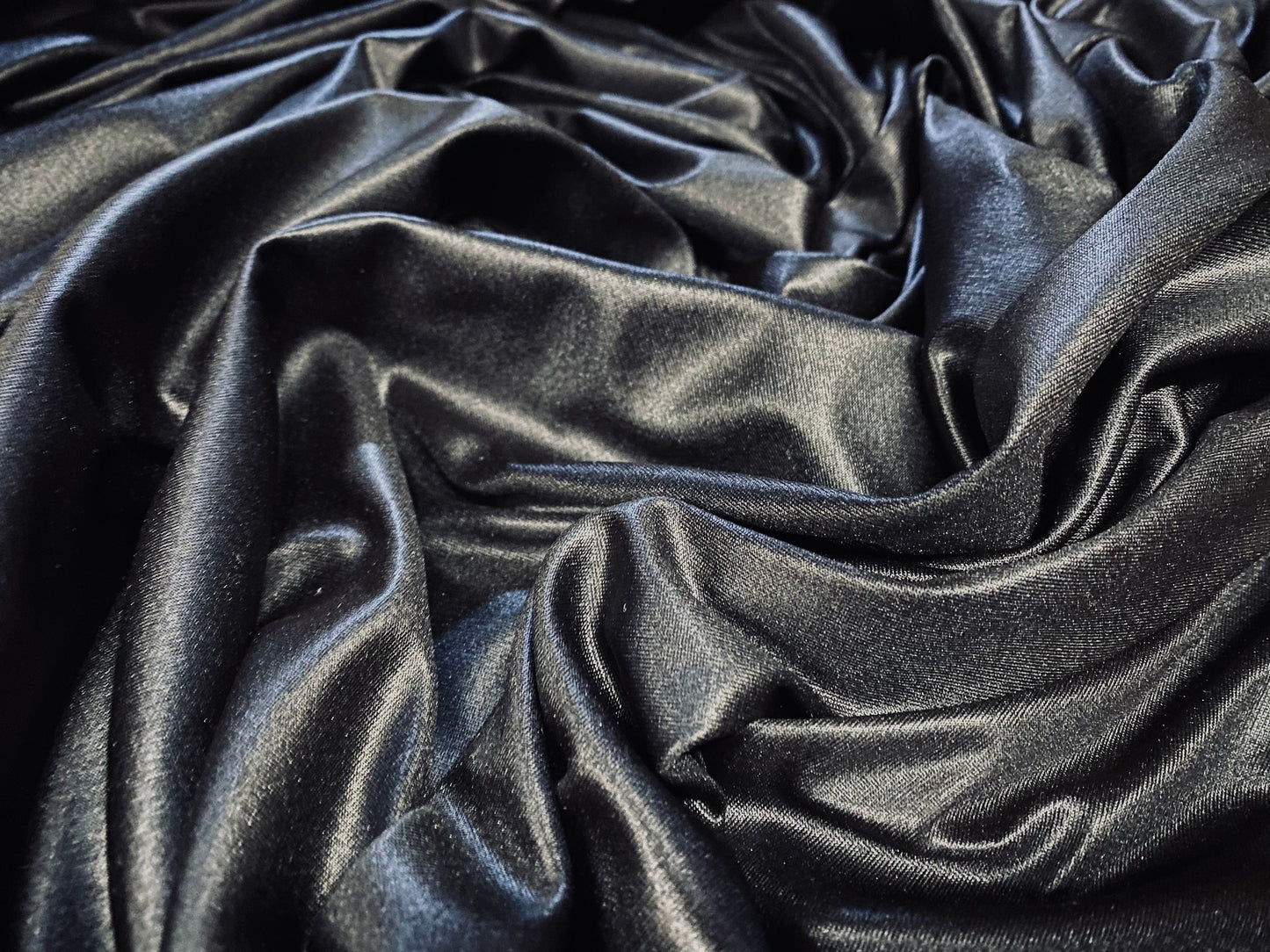 P.U. Coated wet look spandex jersey fabric, per metre - black
