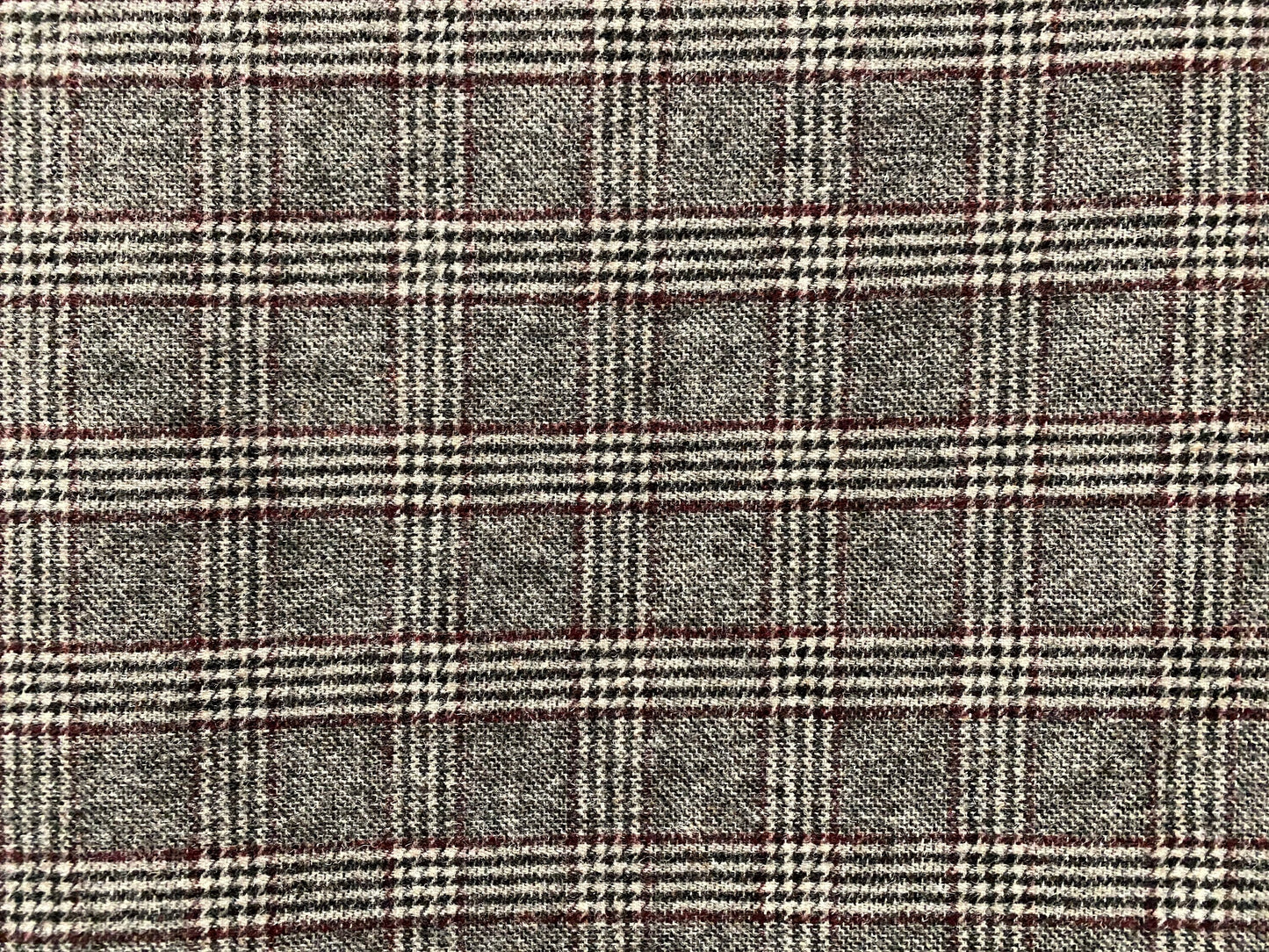 Wool blend heavyweight coat jacket fabric, per metre - dual face grey check and plain terracotta reverse