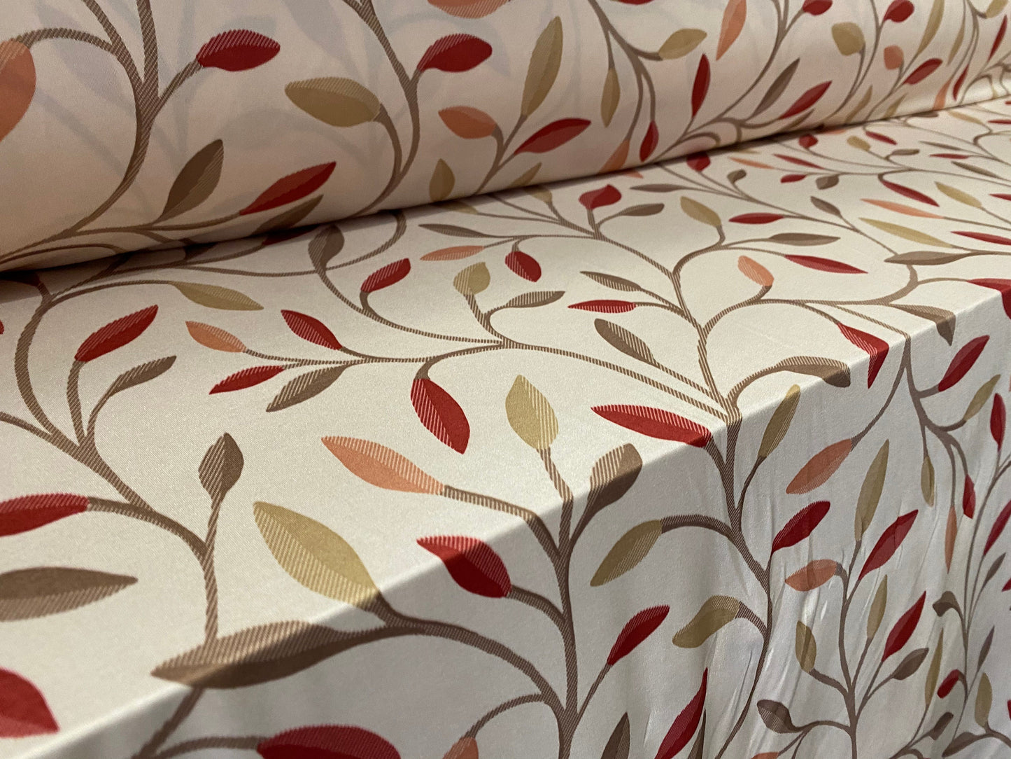 Soft touch stretch spandex jersey fabric, per metre - Stone leaf print