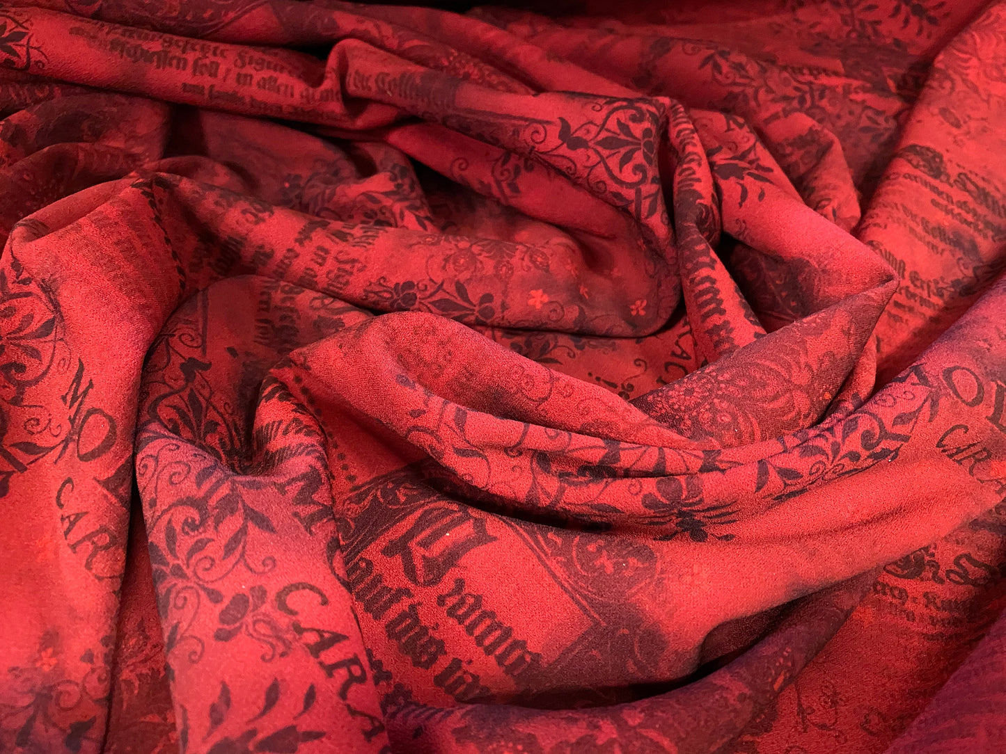 Scuba crepe fabric stretch spandex jersey, per metre - words & flowers print