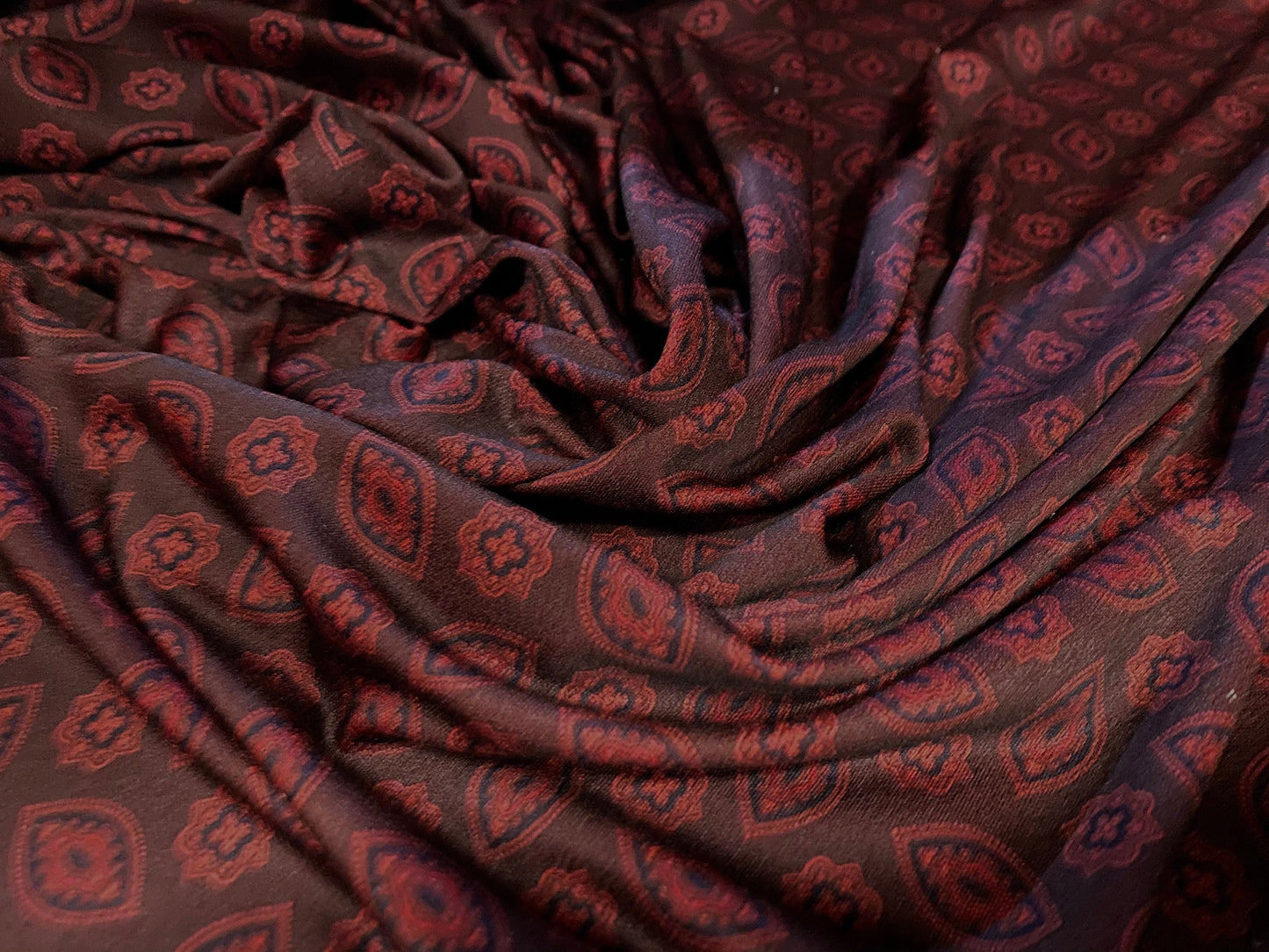 Stretch Spandex crepe jersey fabric - geometric paisley style print