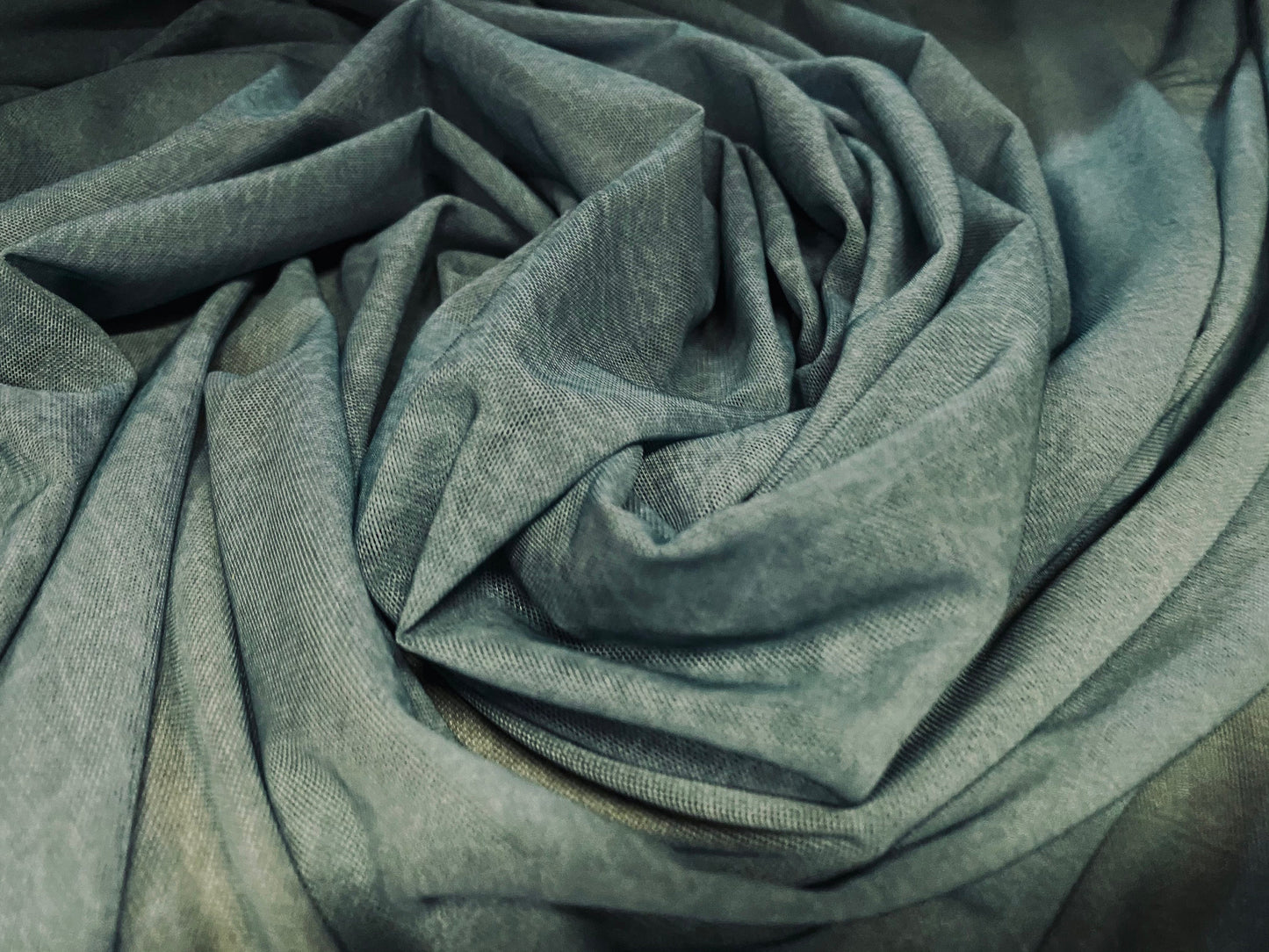 Power mesh net stretch fabric, per metre - subtle crocodile print - sea green