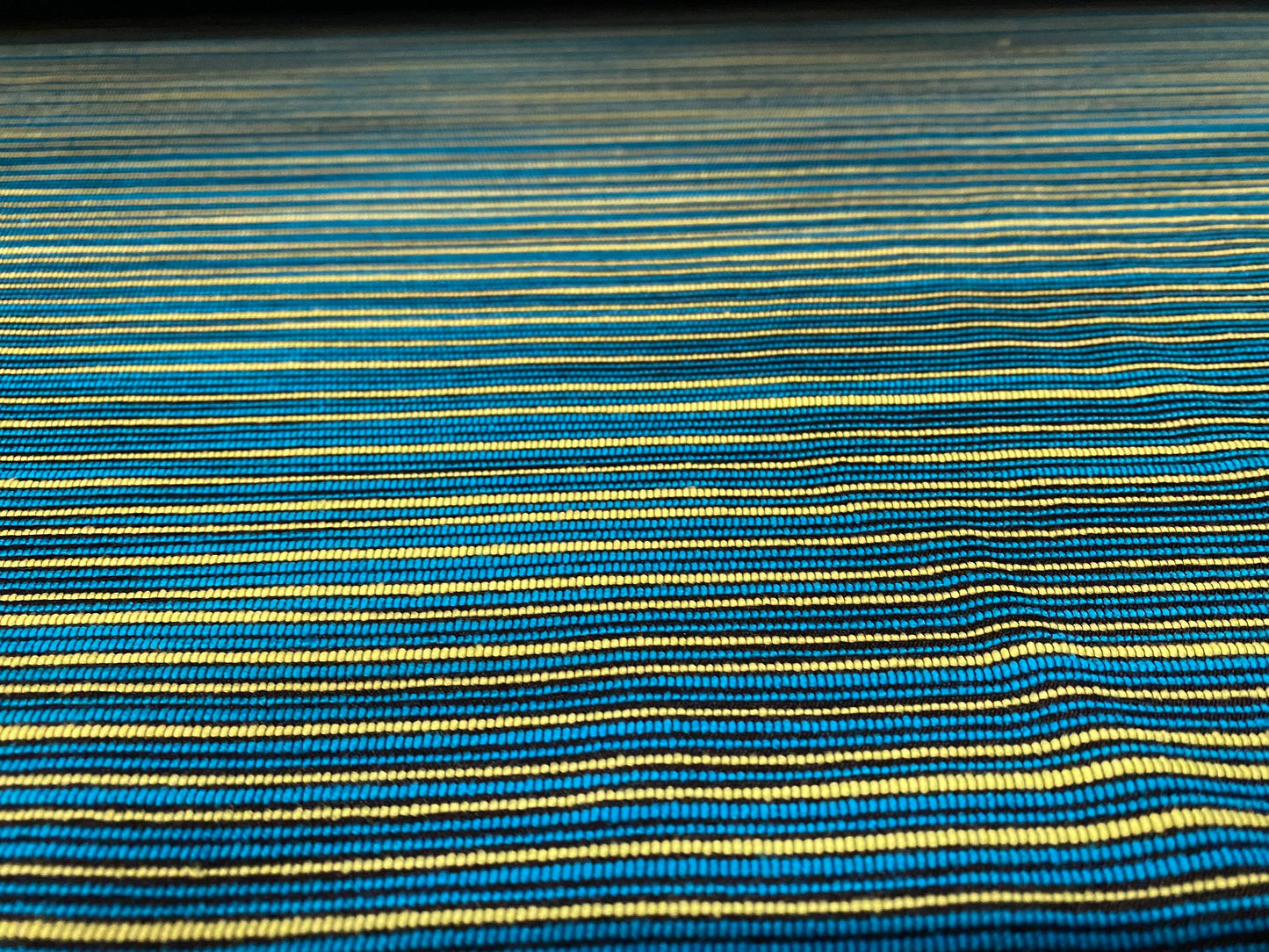 Slubbed stripe heavyweight woven fabric, per metre - turquoise & yellow