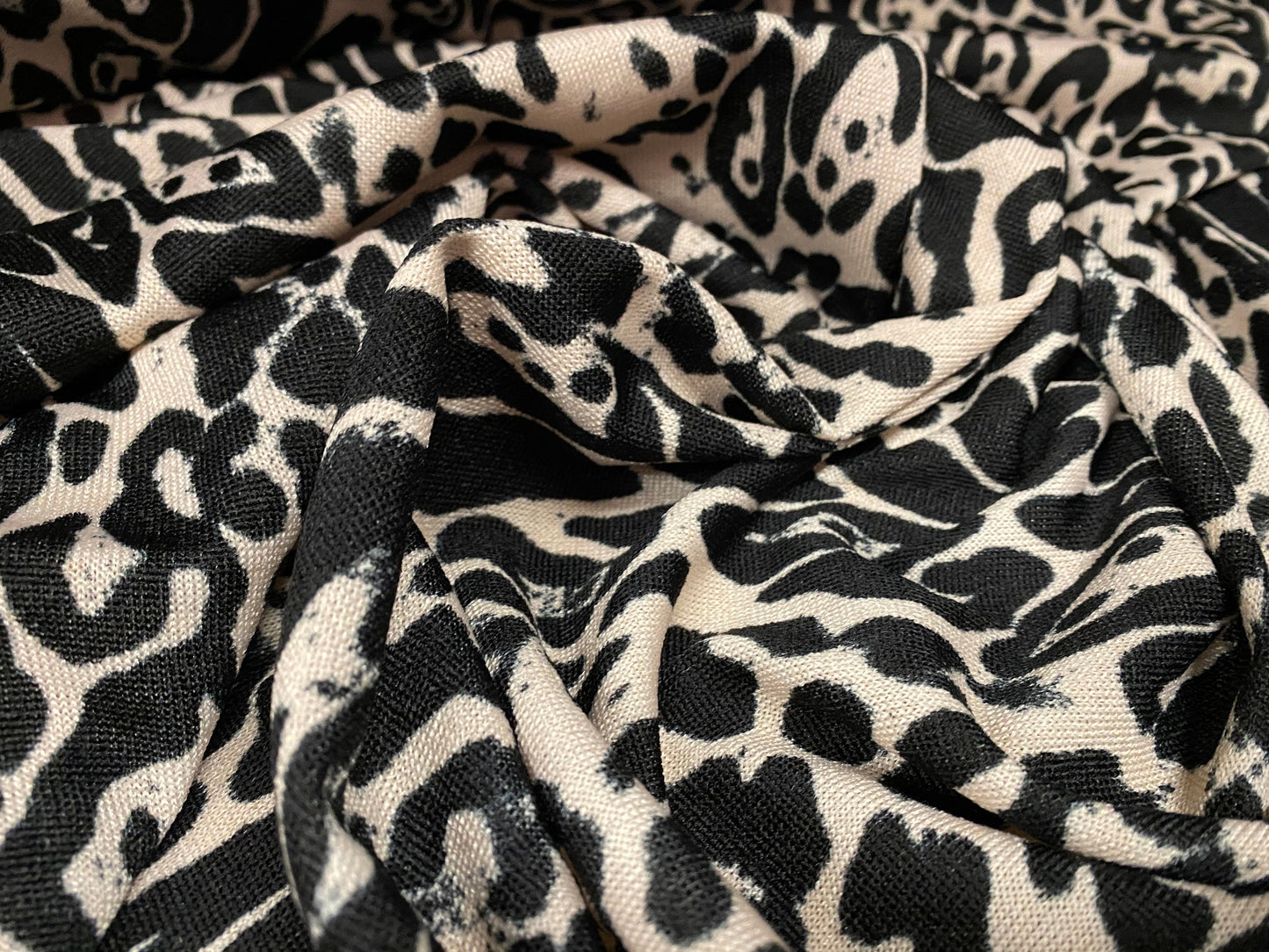 Soft knitwear stretch jersey dress fabric, per metre - cheetah print - black & nude